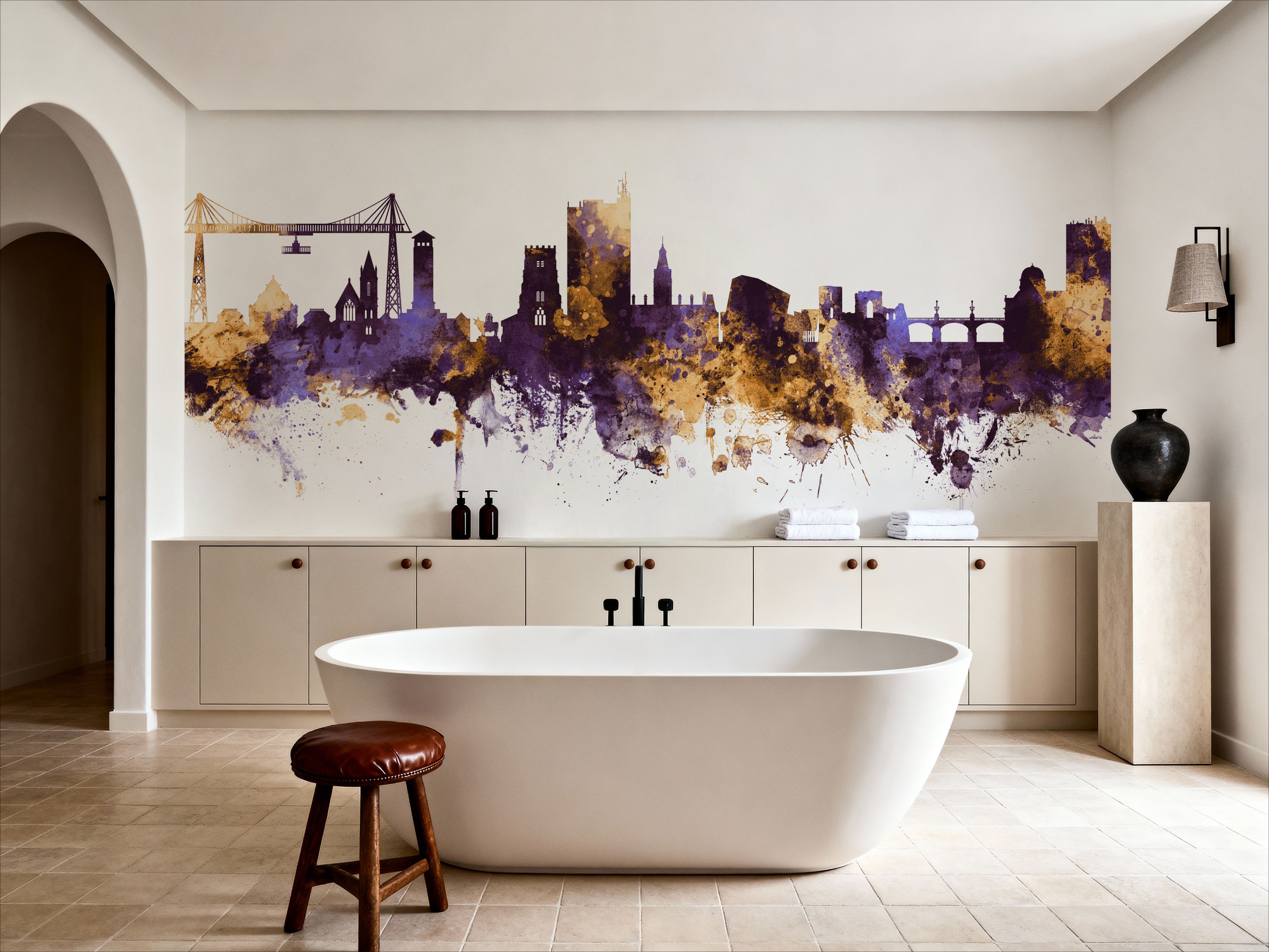 Newport Wales Skyline Purple & Gold