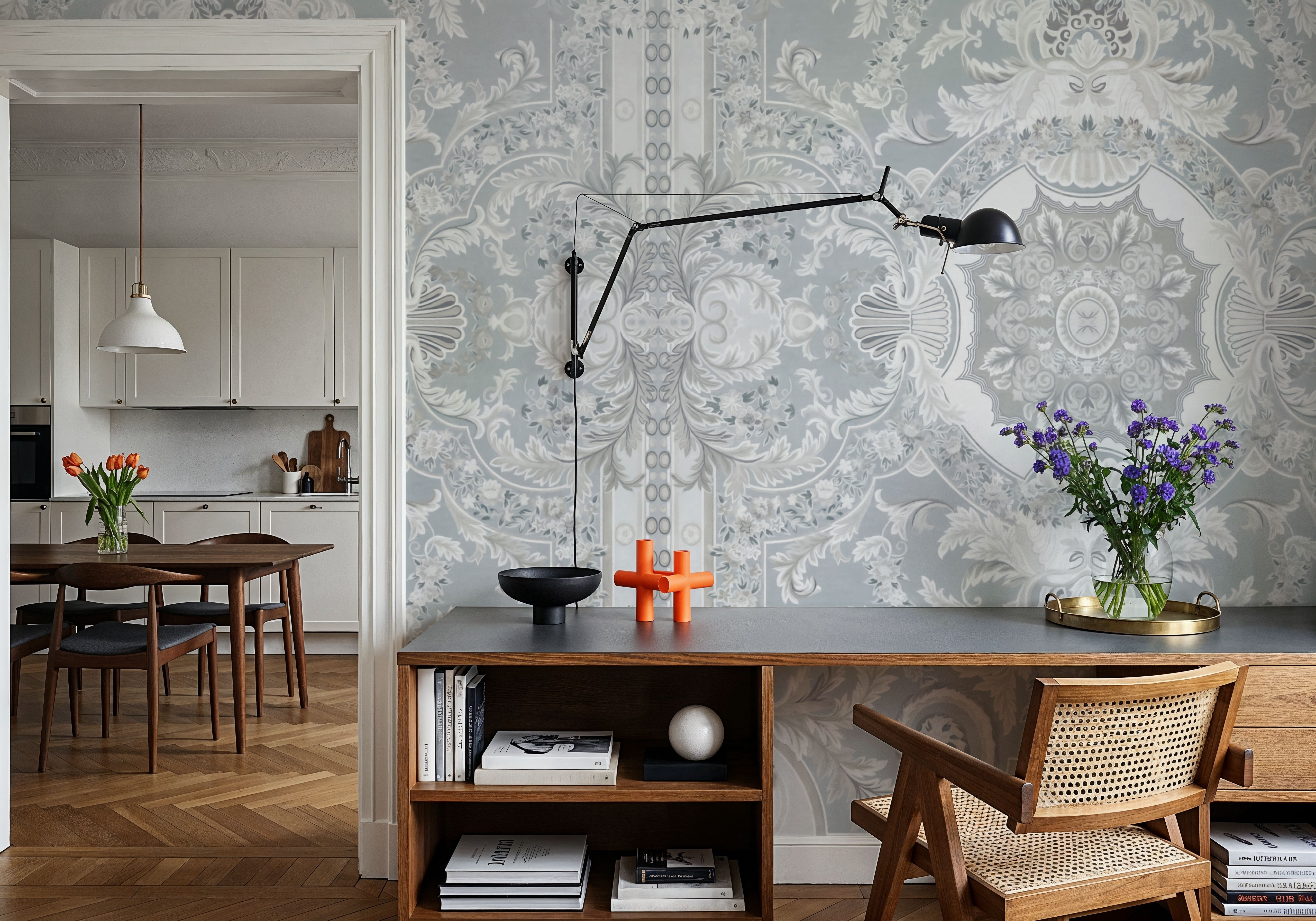 Gentle Branches, Hint of Blue, Wallpaper