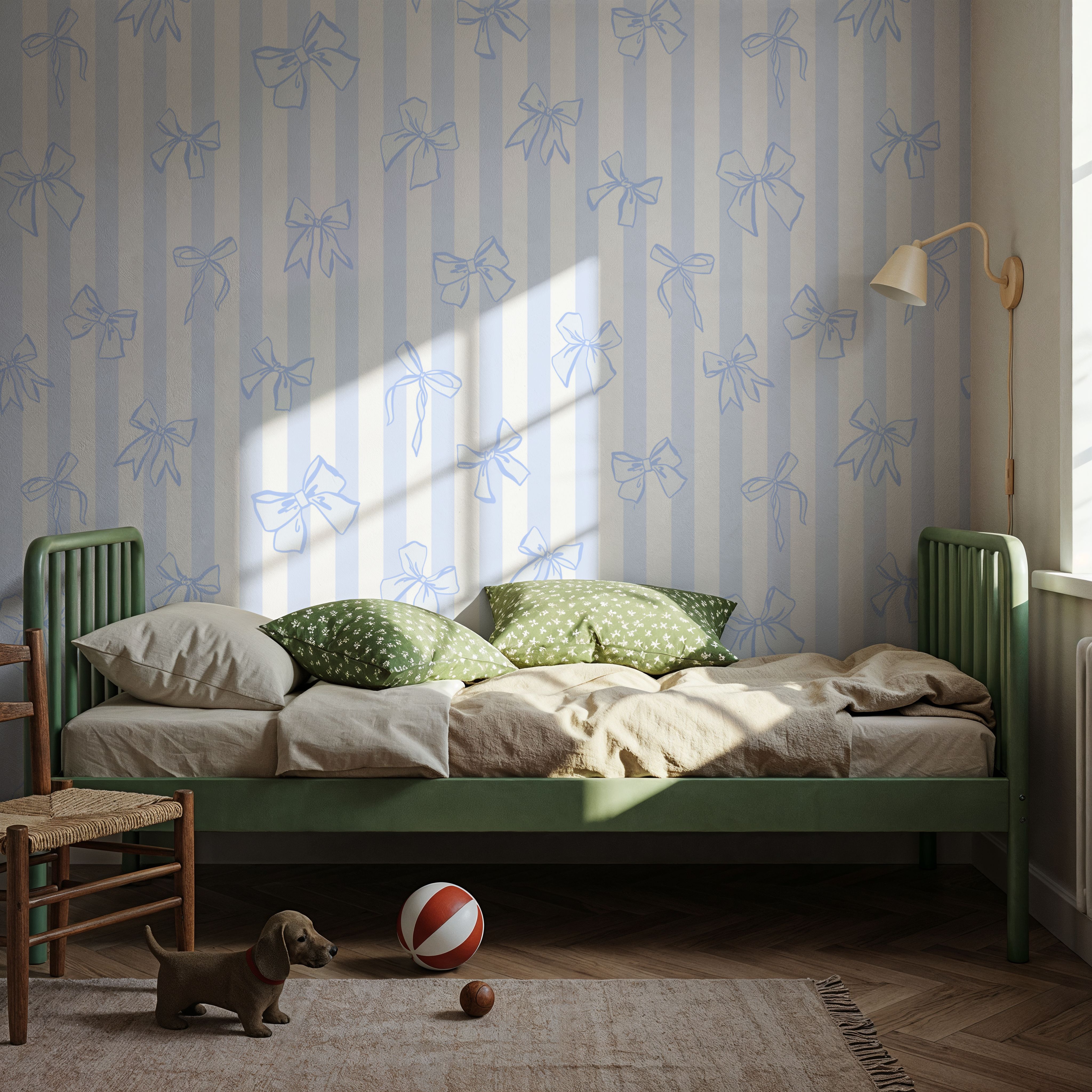 Coquette Stripes Baby Blue, Papier peint