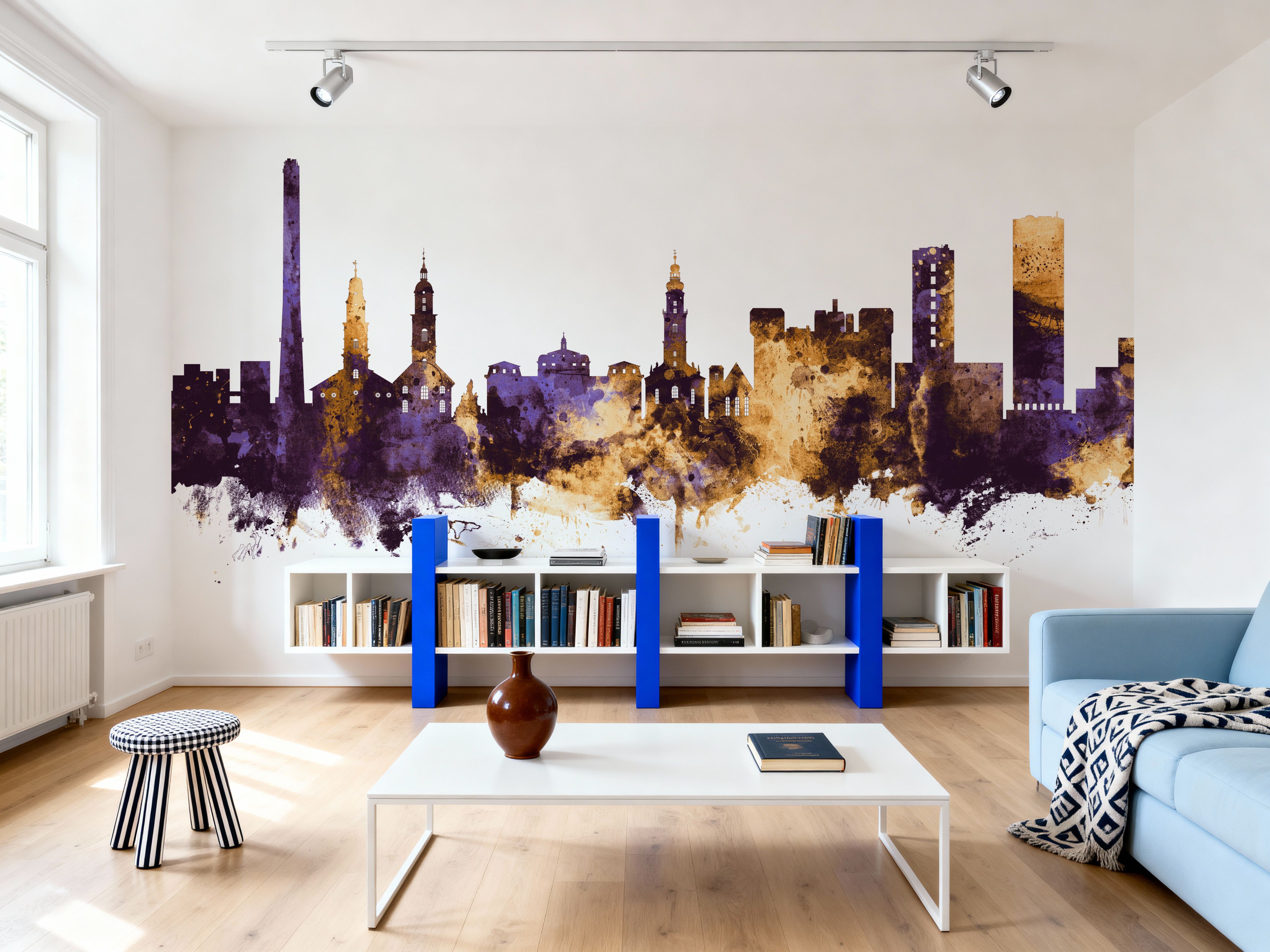 Erlangen Germany Skyline Purple & Gold