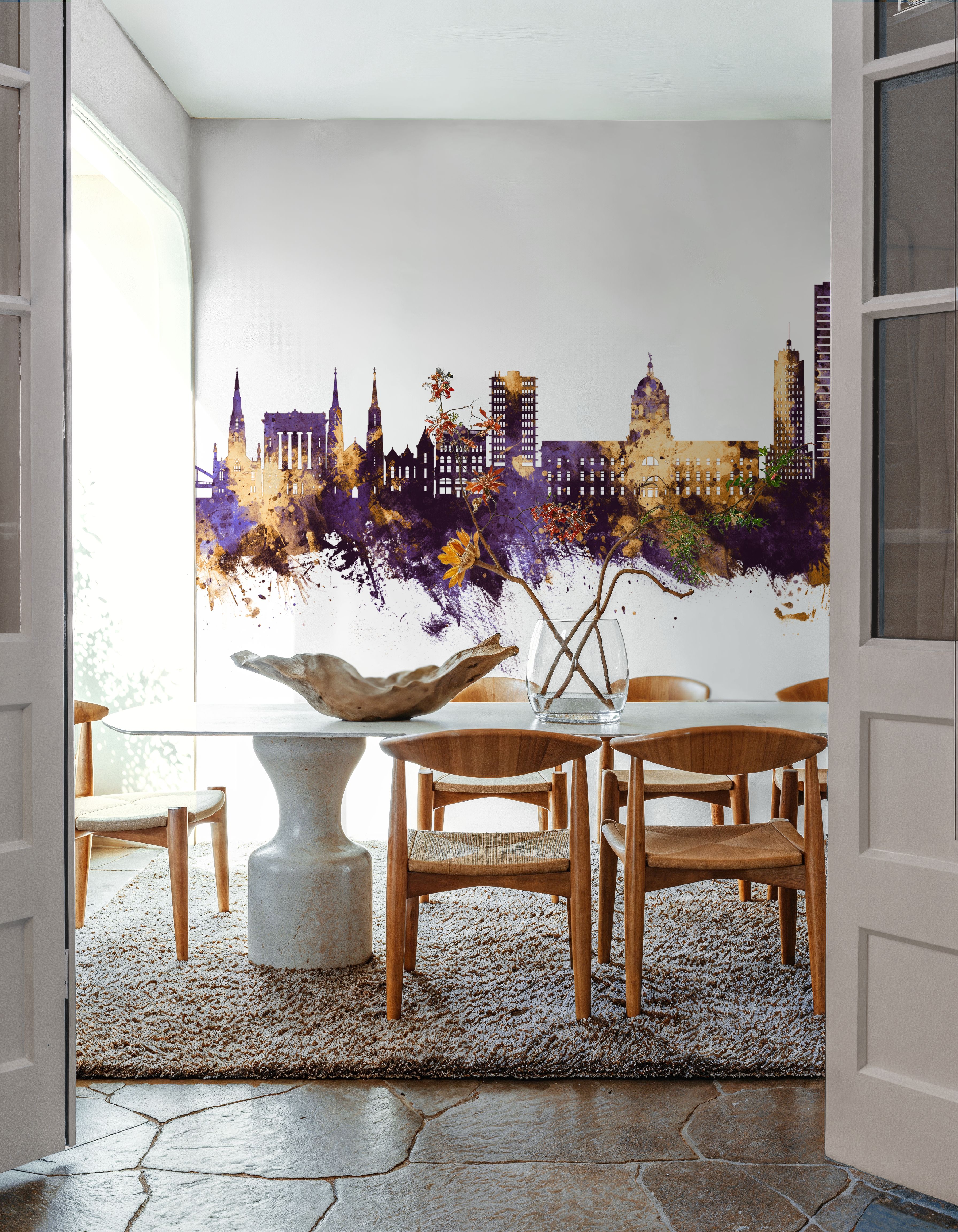 Fort Wayne Indiana Skyline Purple & Gold