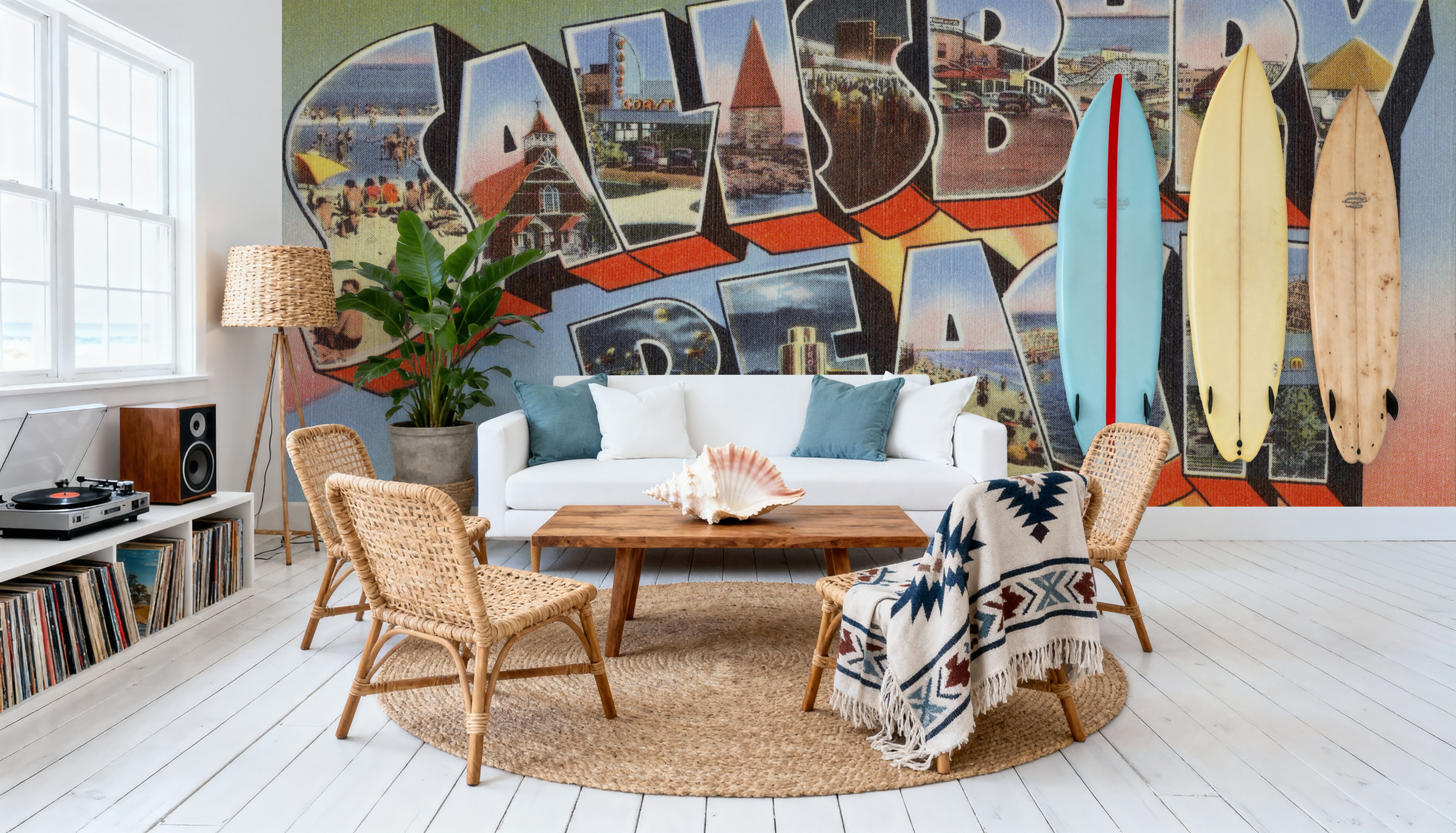 Greetings from Salisbury Beach - Screenprint Postcard, Wallpaper