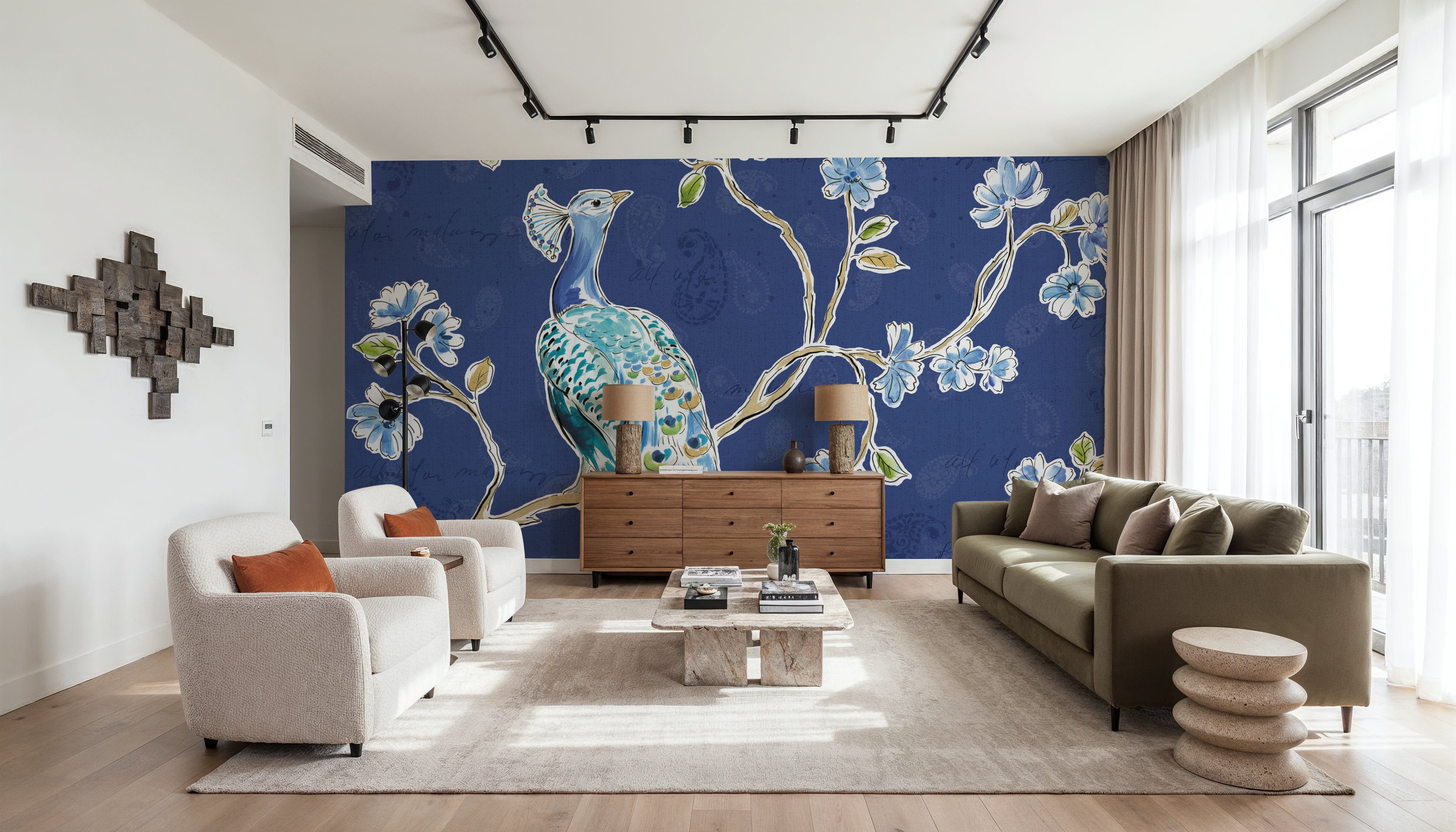 Peacock Allegory I Blue
