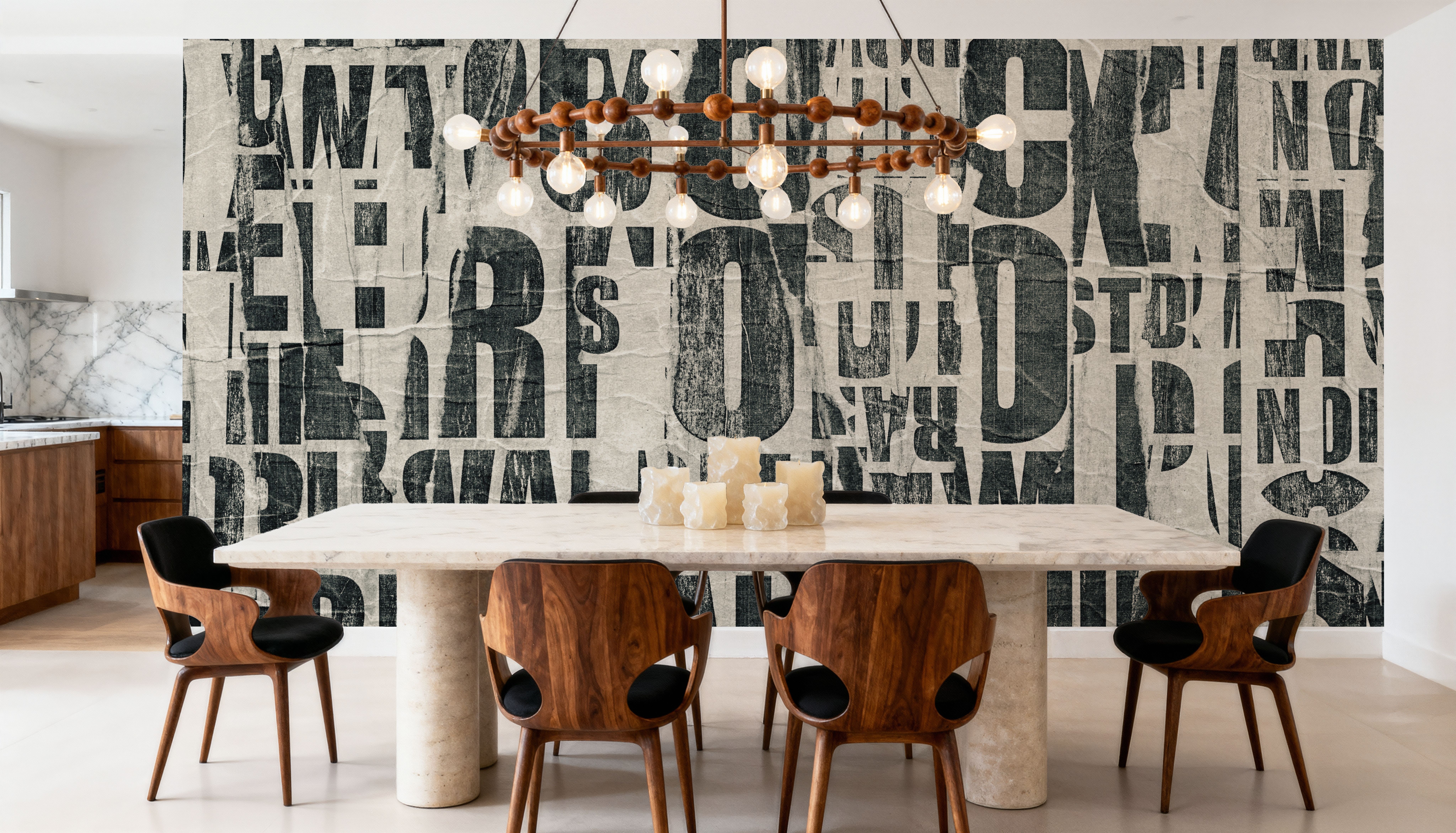 Letterpress Vintage Newspaper Collage, Black