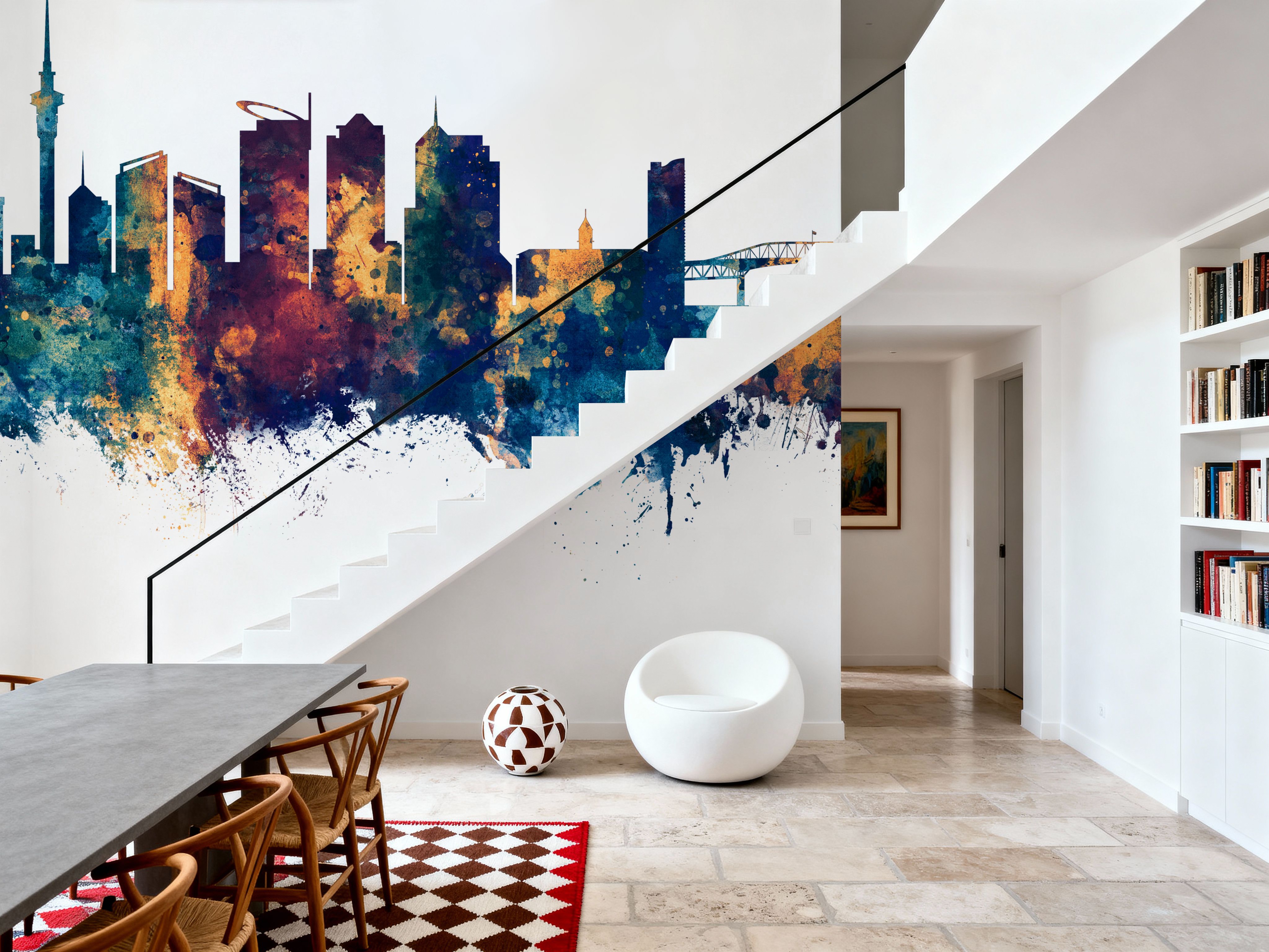 Auckland New Zeeland Skyline Blue & Bronze