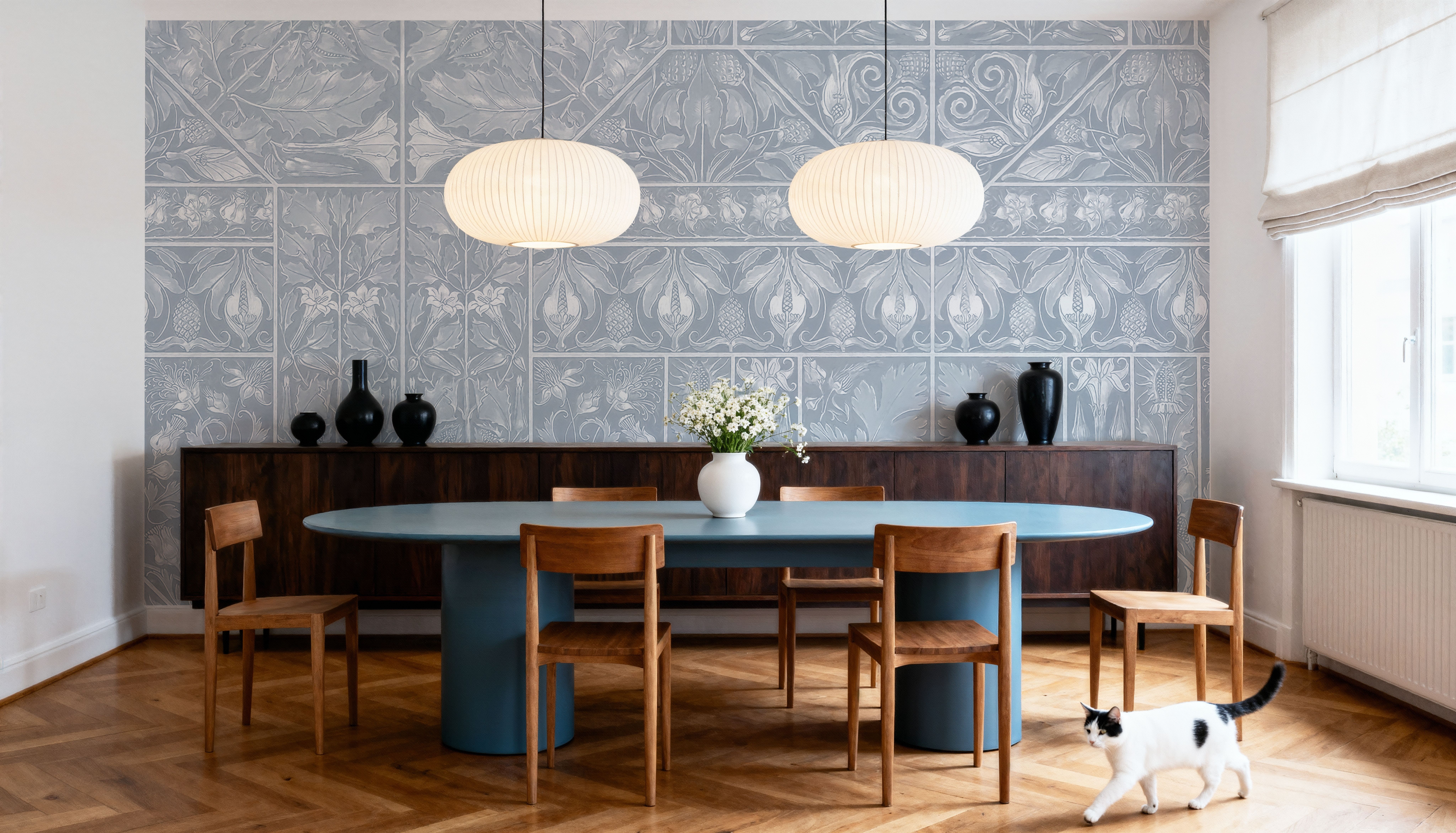 Floral Mood Blue, Wallpaper