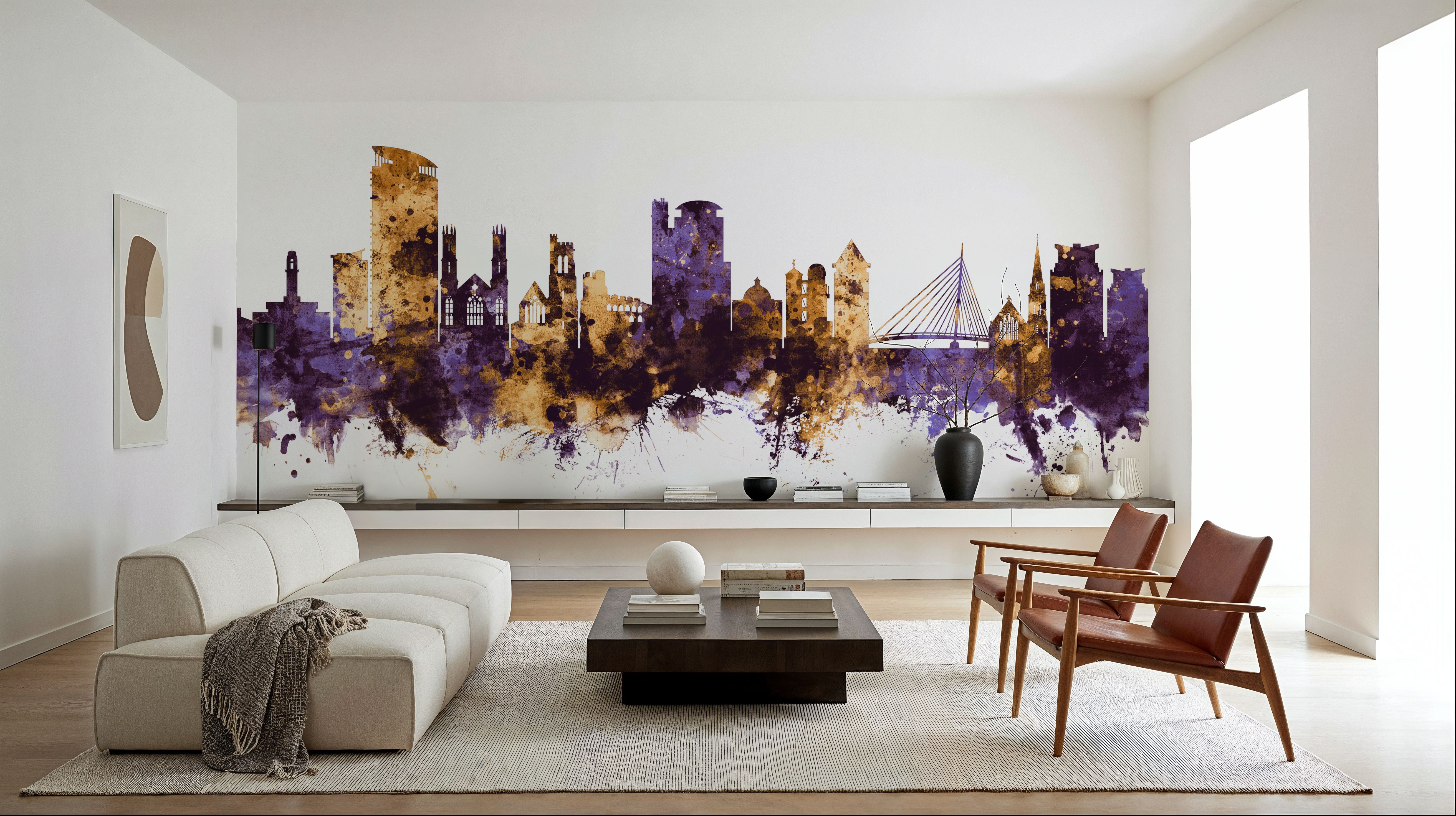 Swansea Wales Skyline Purple & Gold