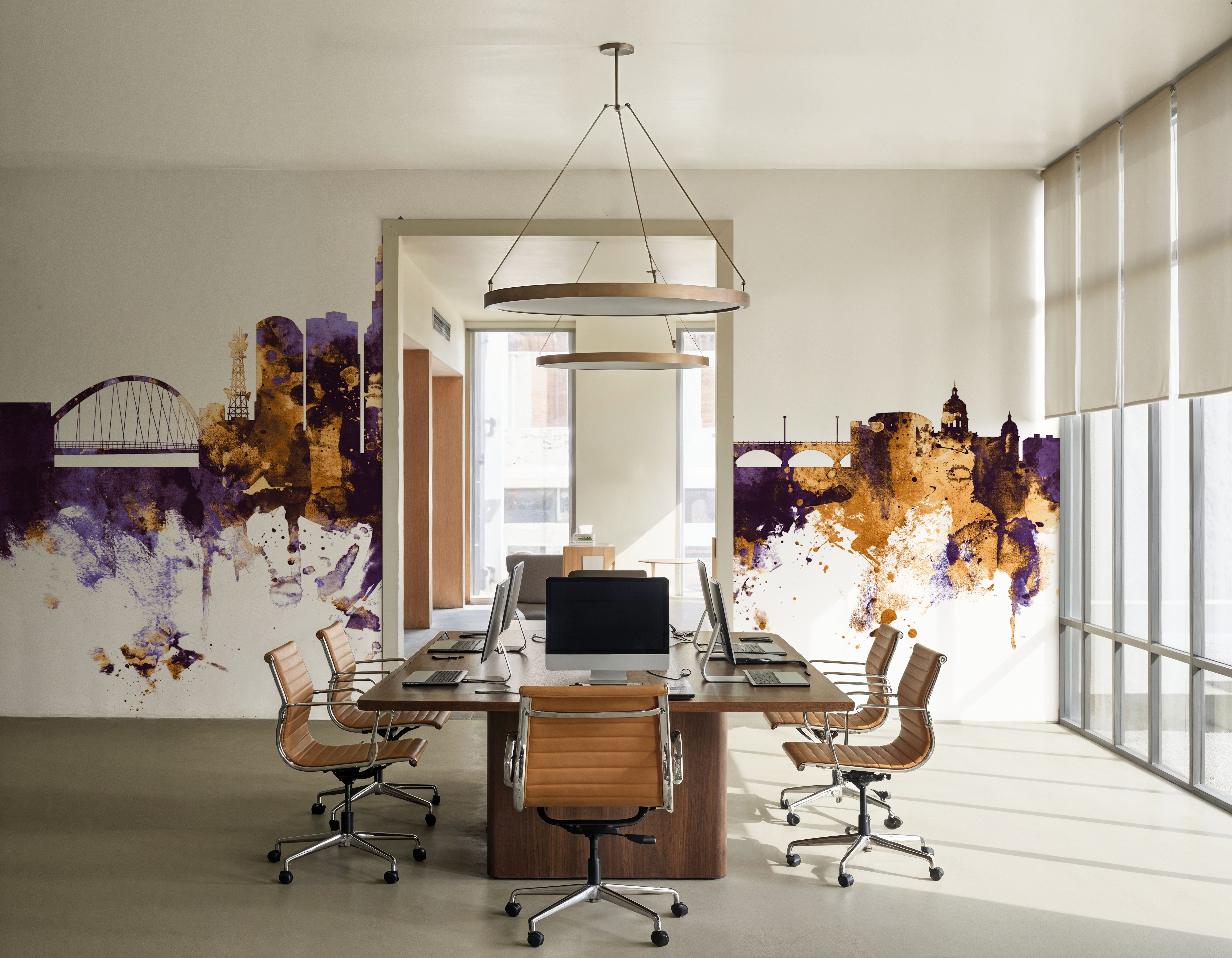 Des Moines Iowa Skyline Purple & Gold