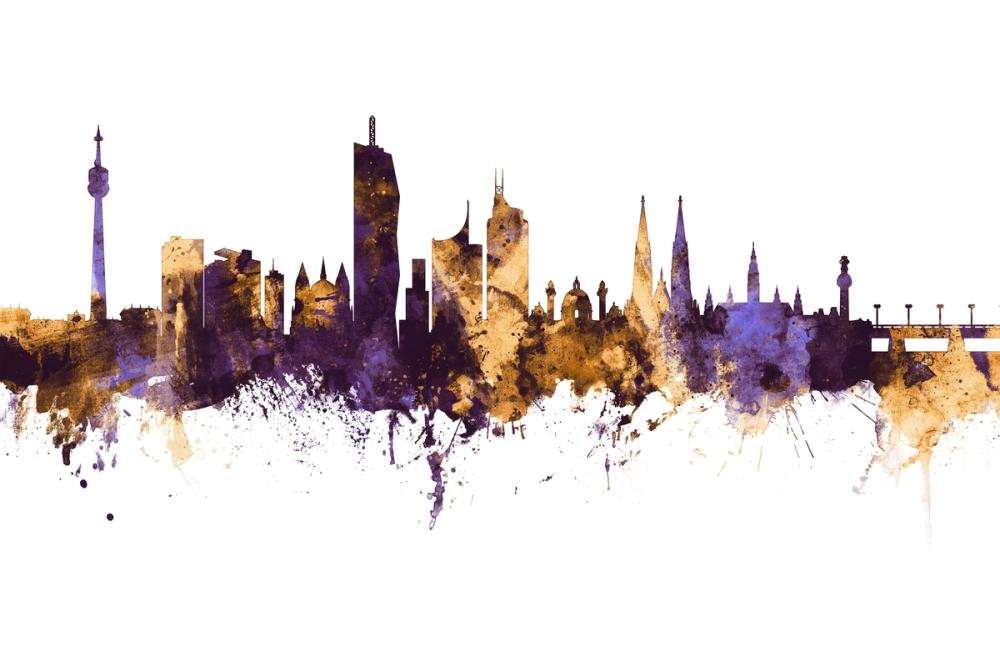 Vienna Austria Skyline Purple & Gold