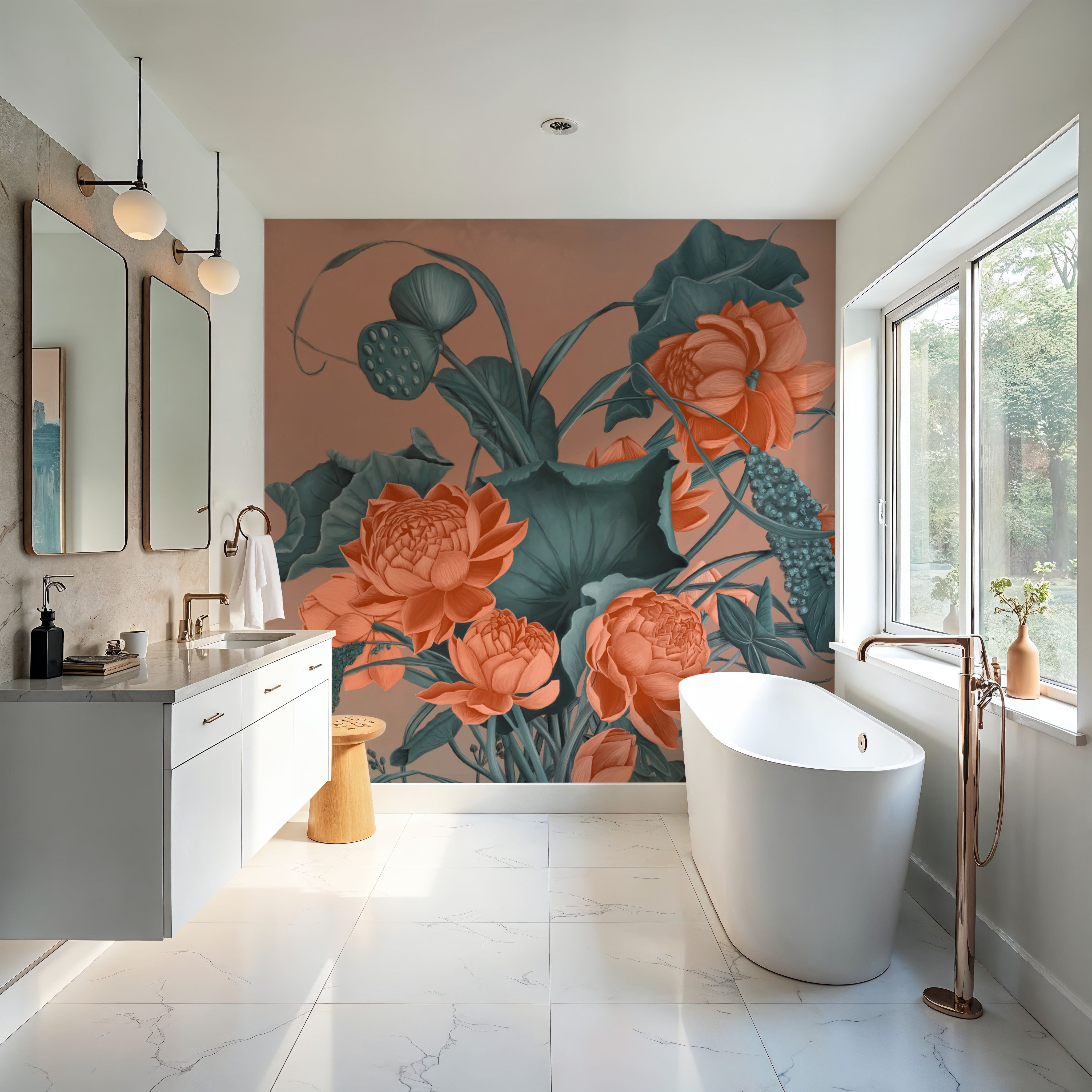 Humble Blooms - Peach and Teal