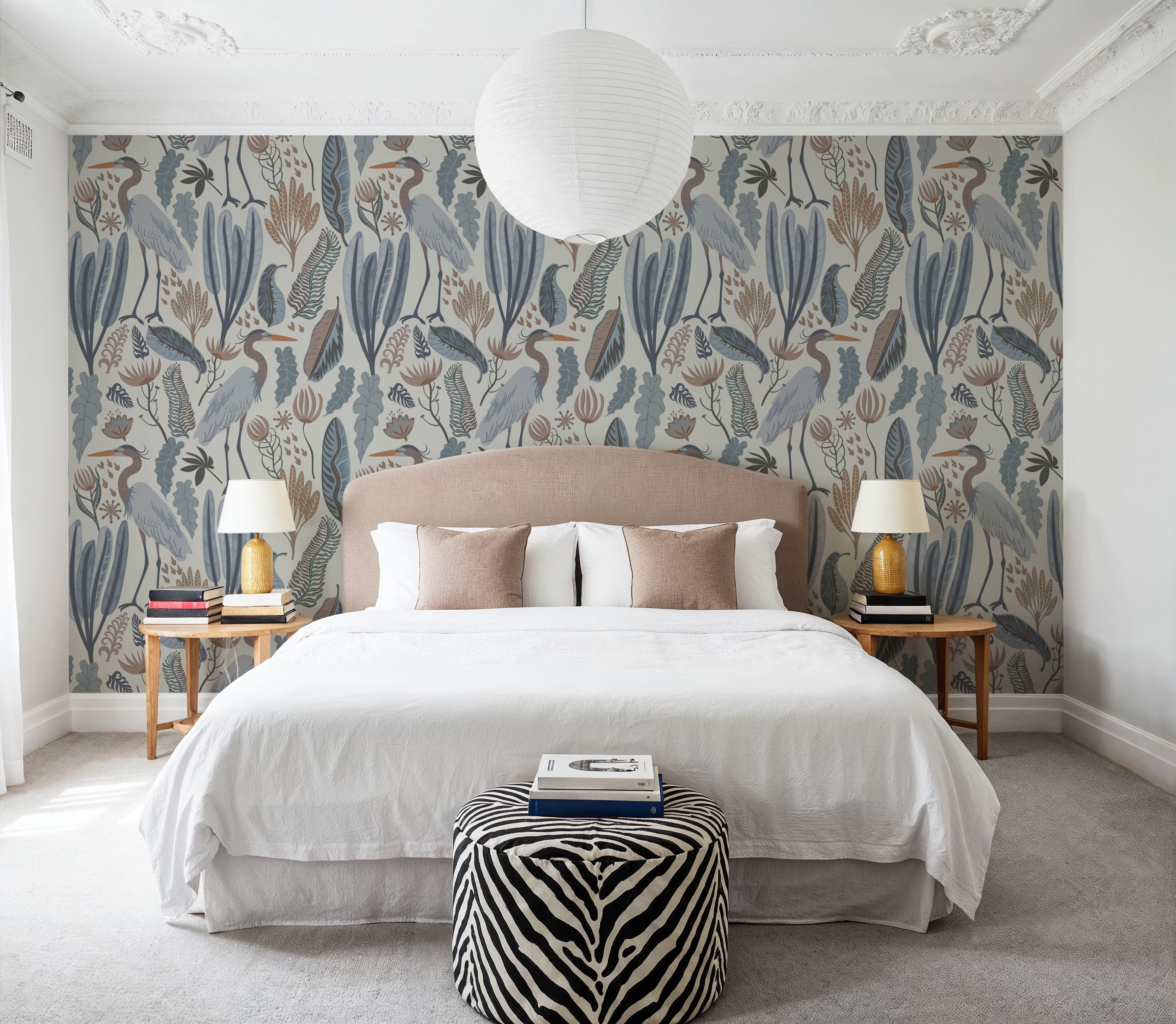 Heron & Plants Blue Cream