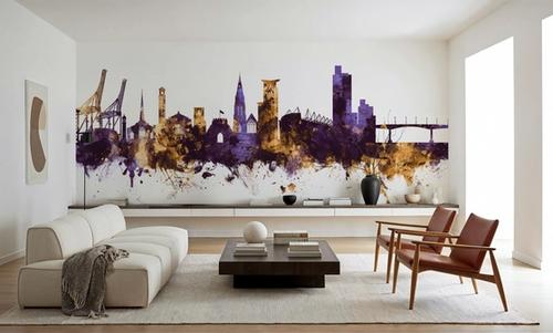 Southampton England Skyline Purple & Gold