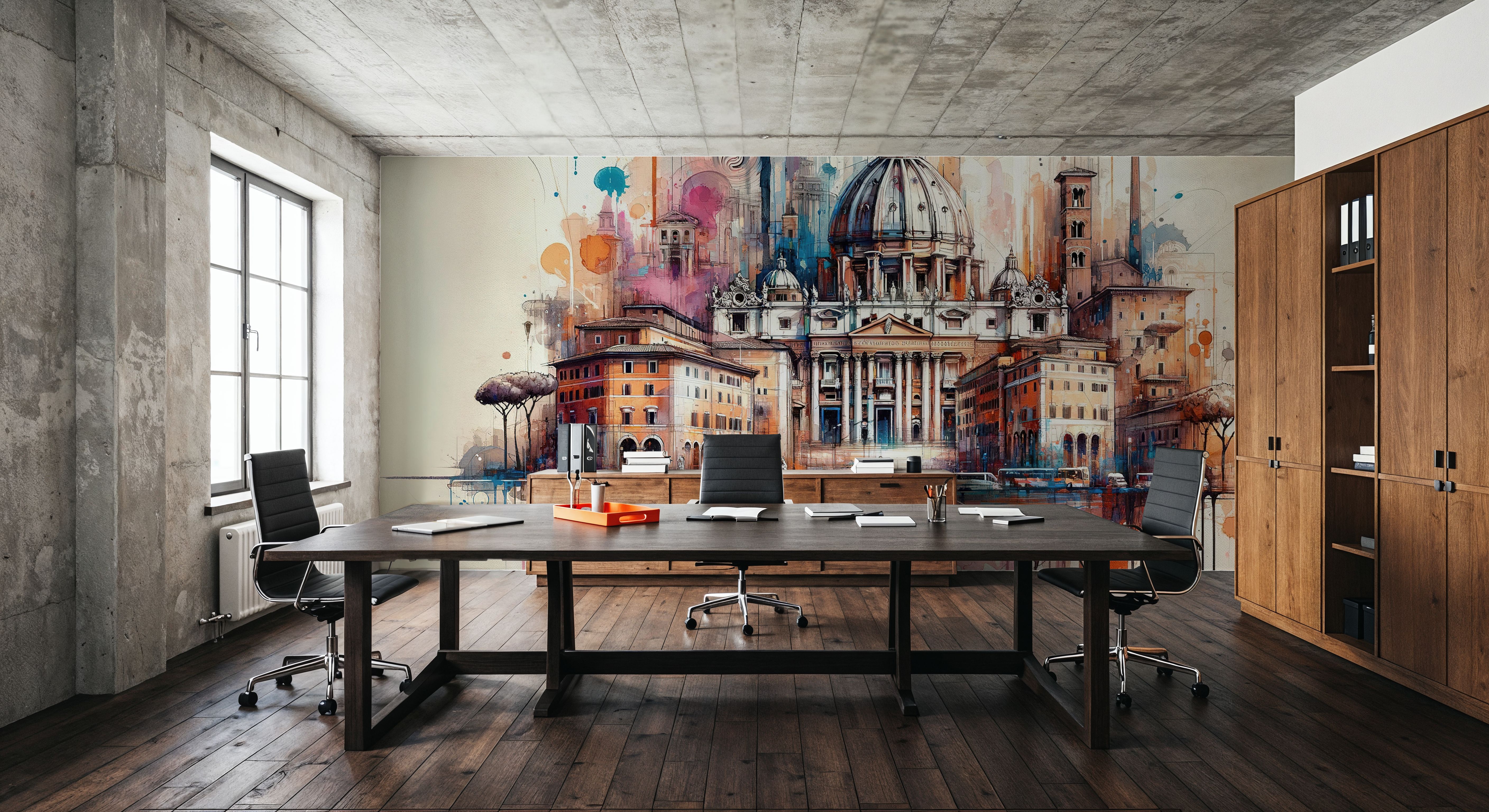 Watercolor Rome Skyline, Wallpaper