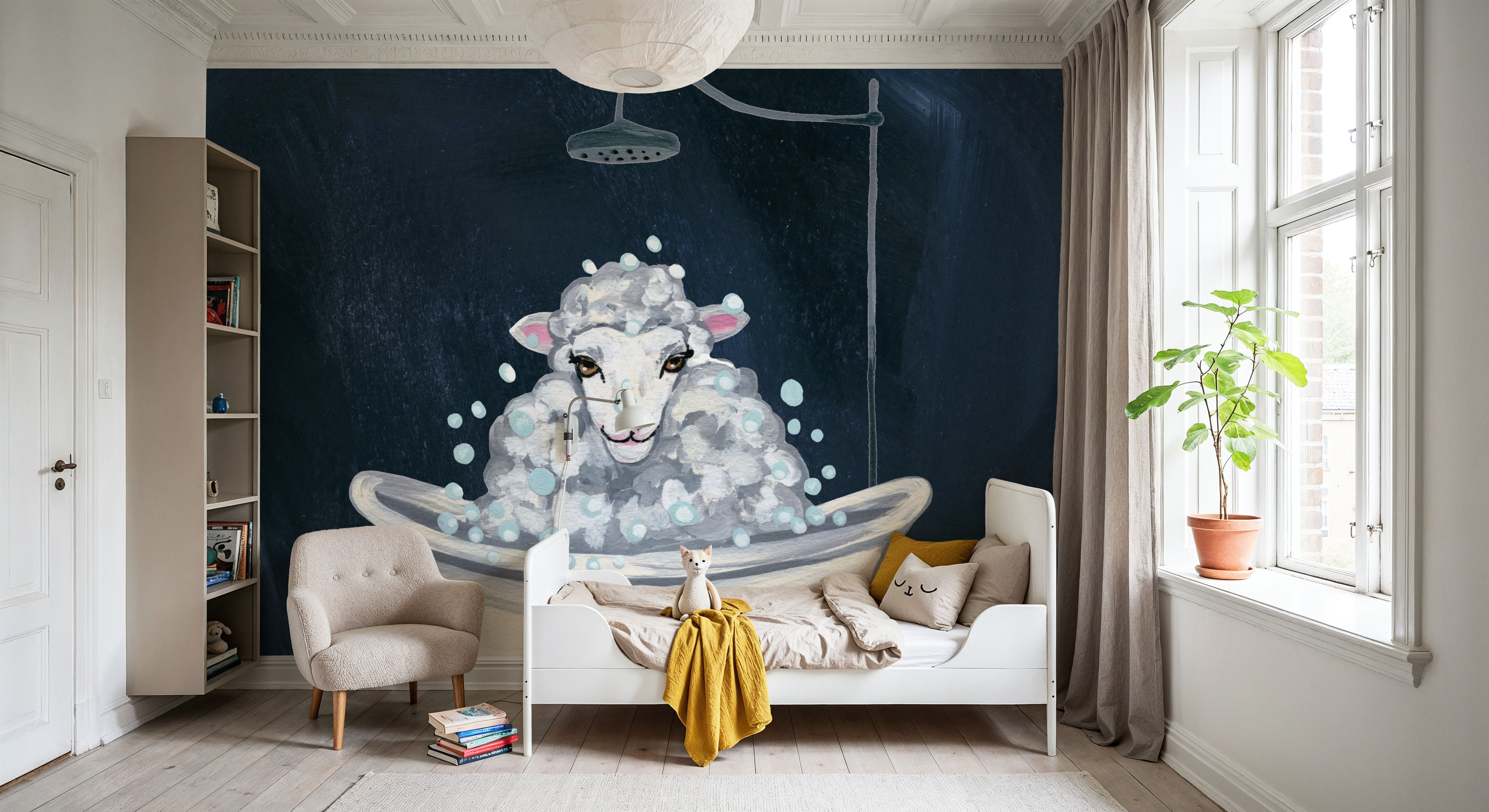 Sheep in Tub and Suds Texture Dark