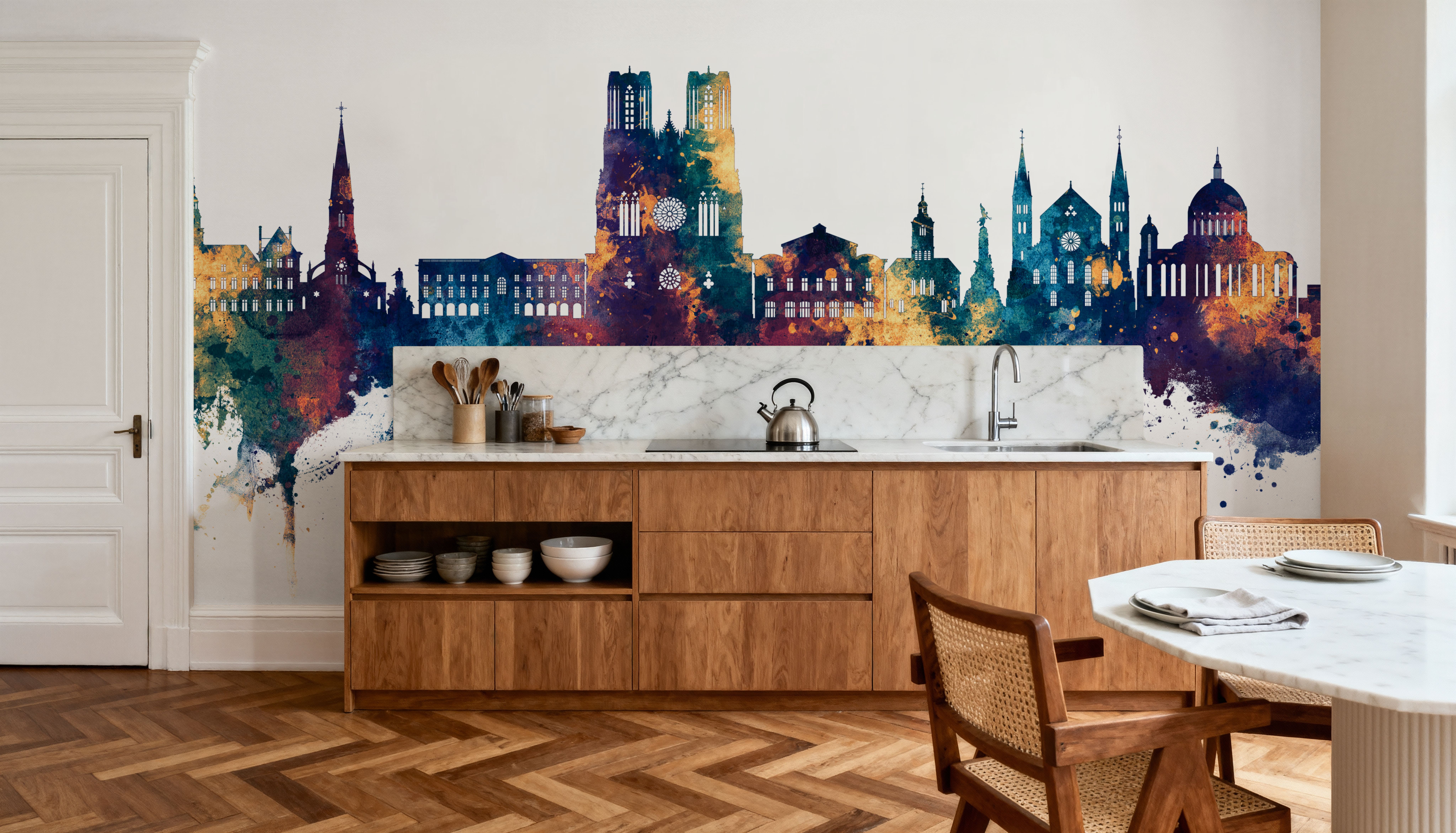 Reims France Skyline Blue & Bronze