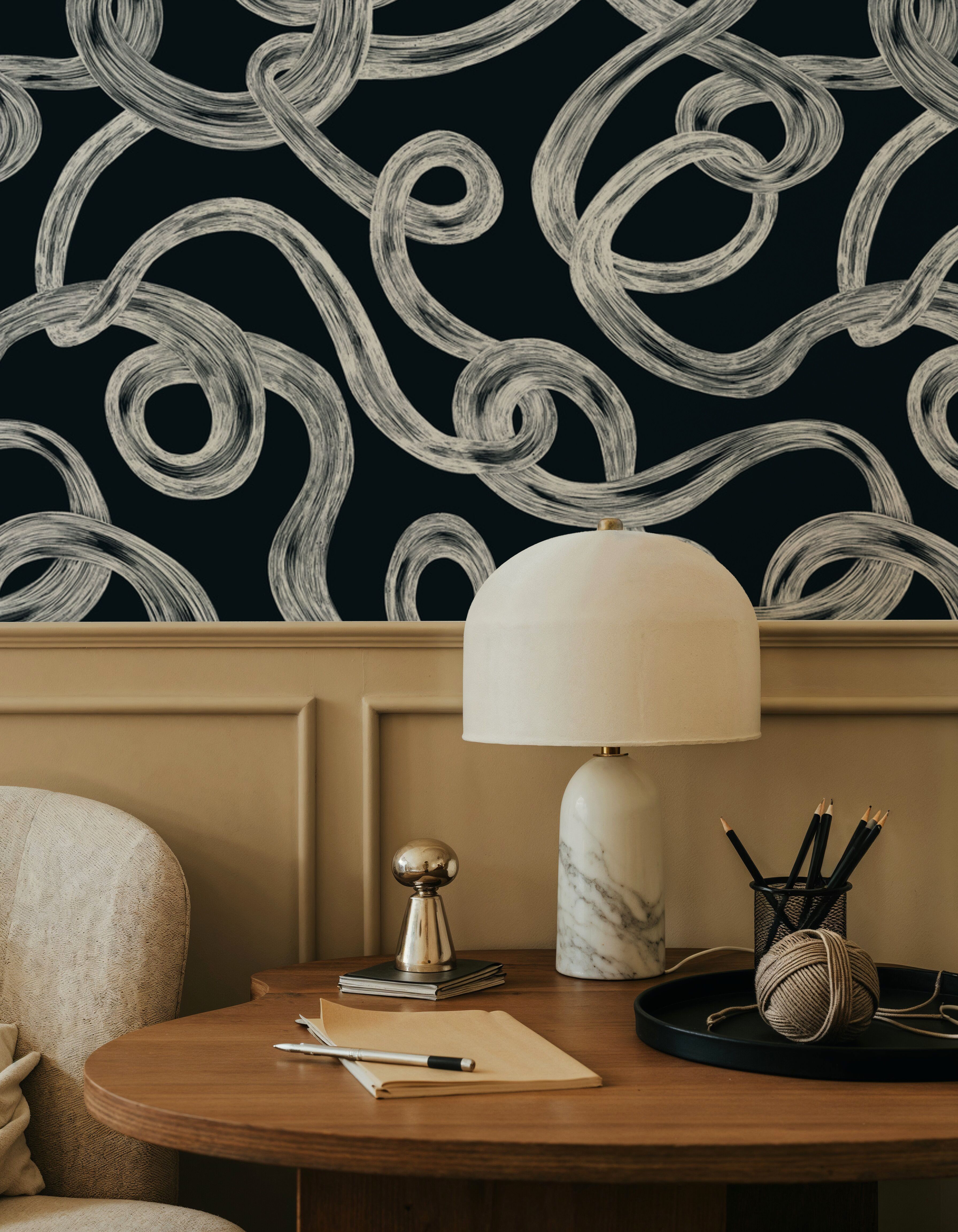 Swirl, White on Black