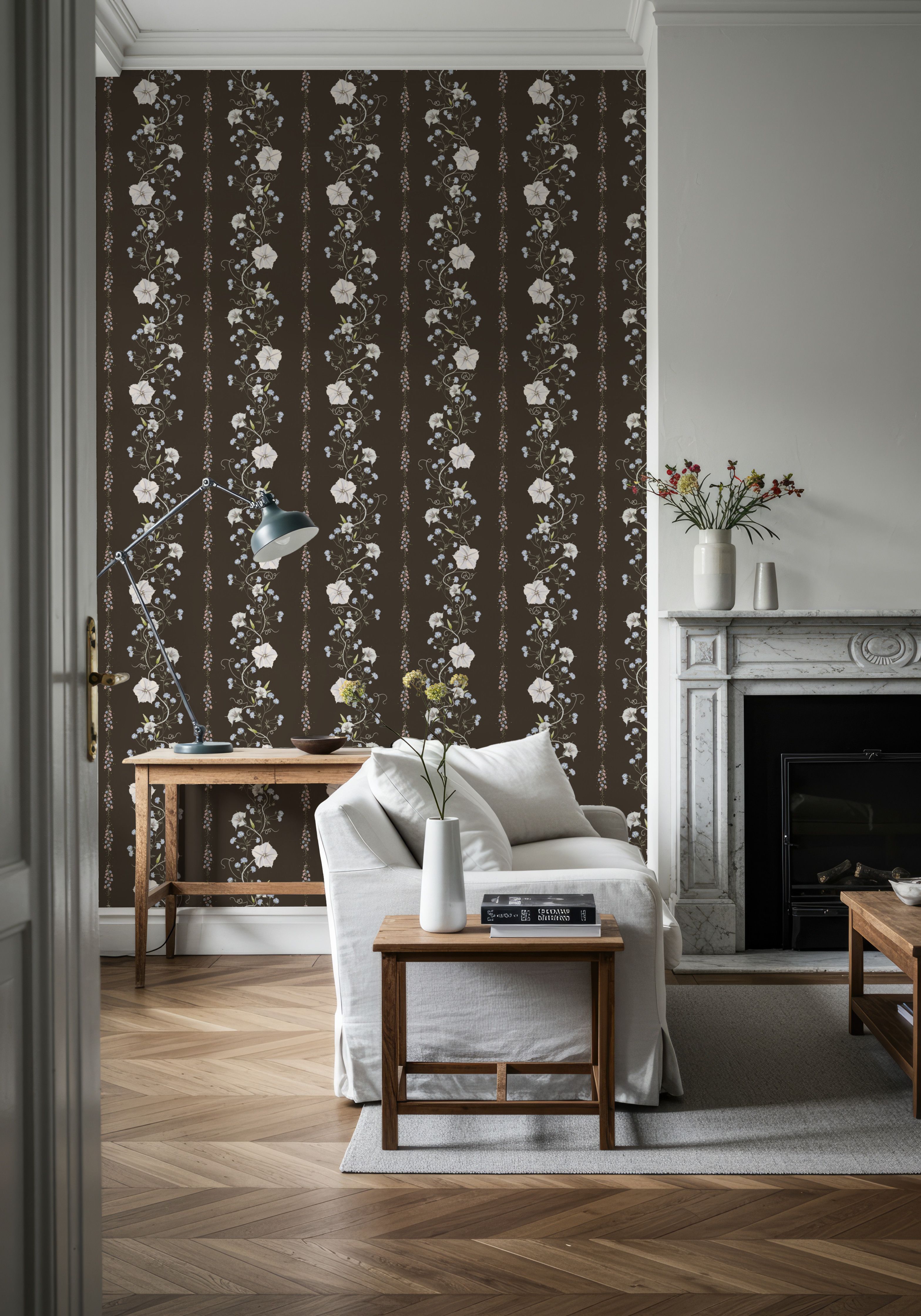 Trailing Flower Stripe, Walnut