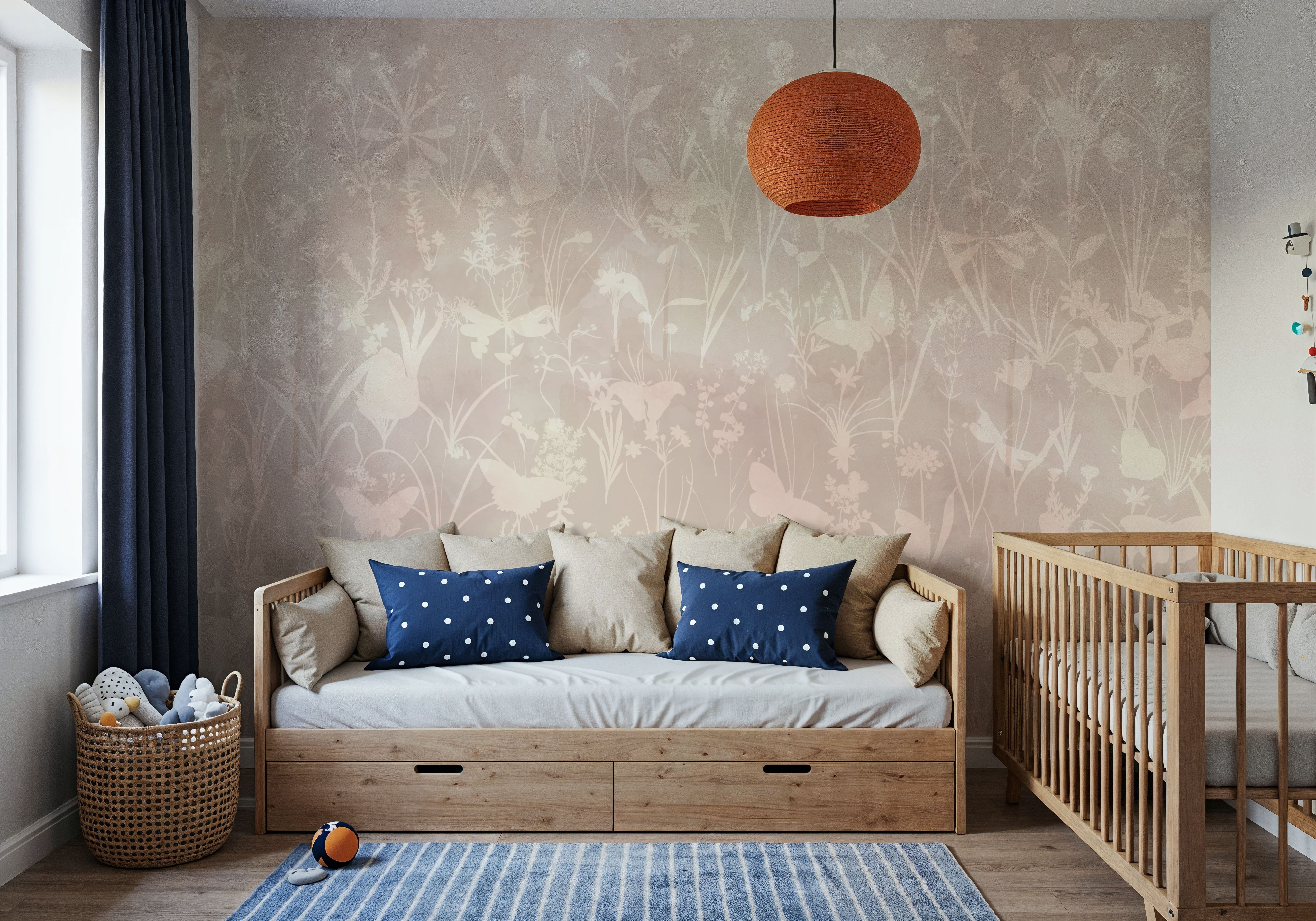 Herbals and Butterflies Double Silhouette Light Brown