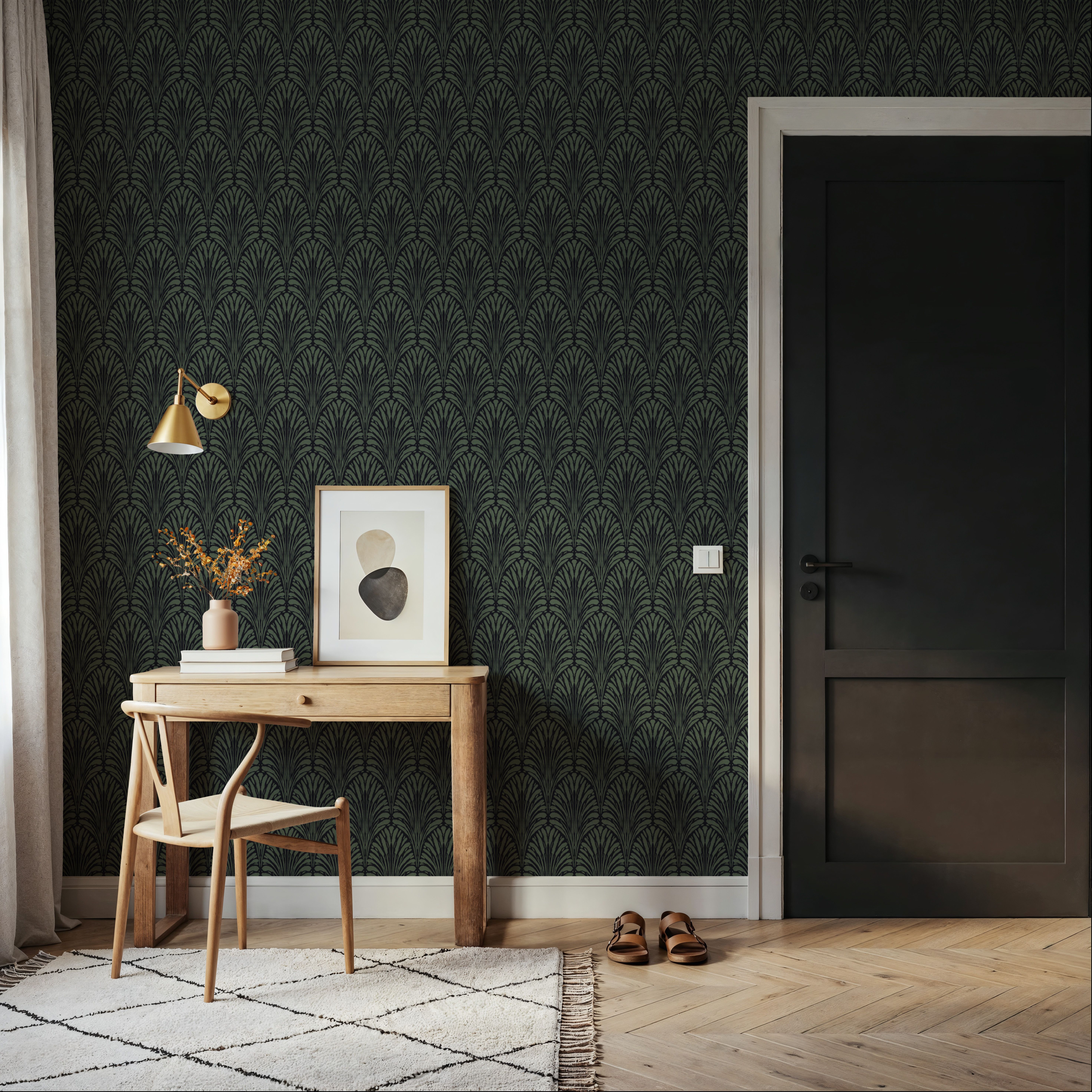 Brushstroke Fan Scallop, French Green