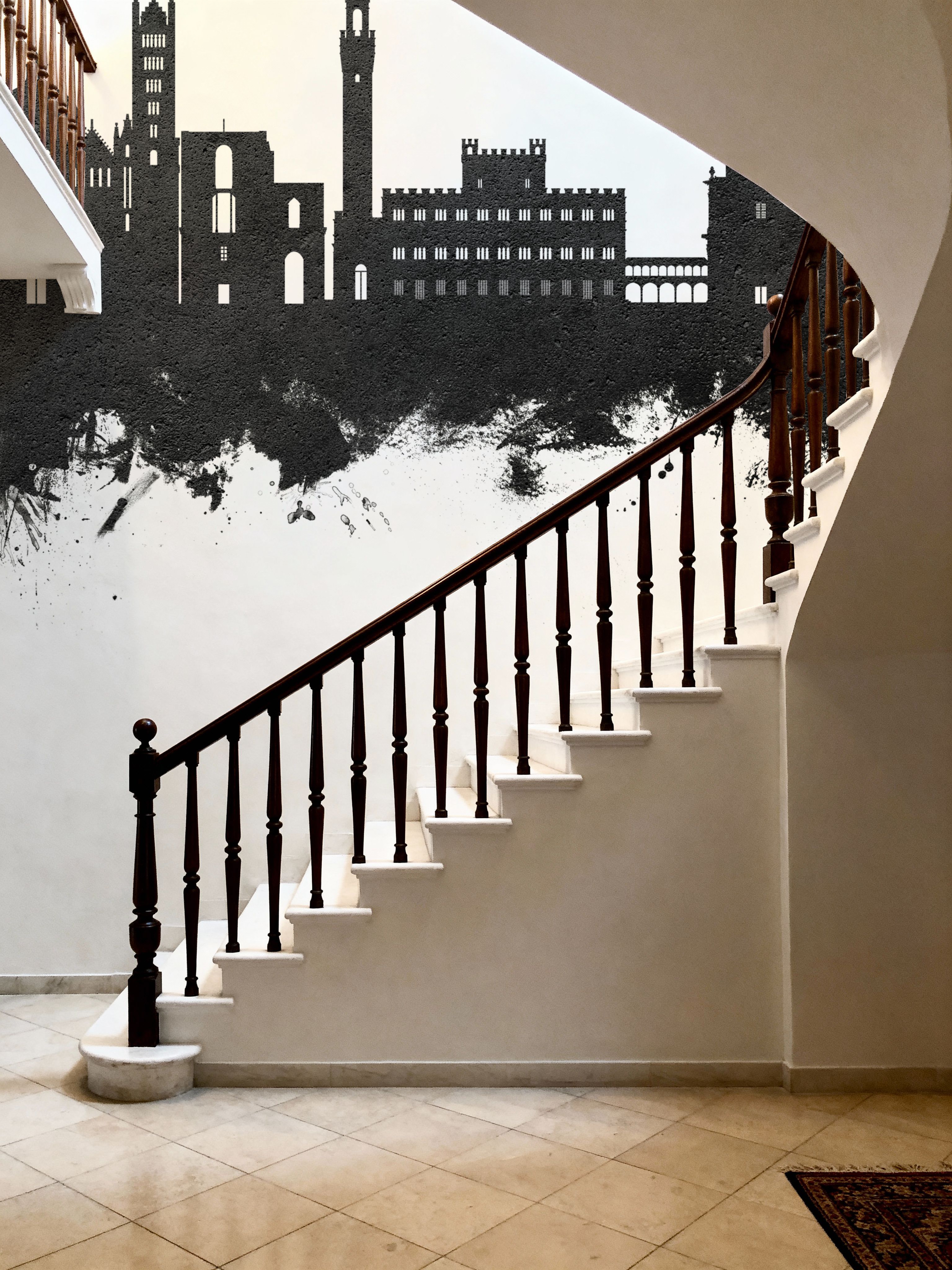 Siena Italy Skyline Black & White