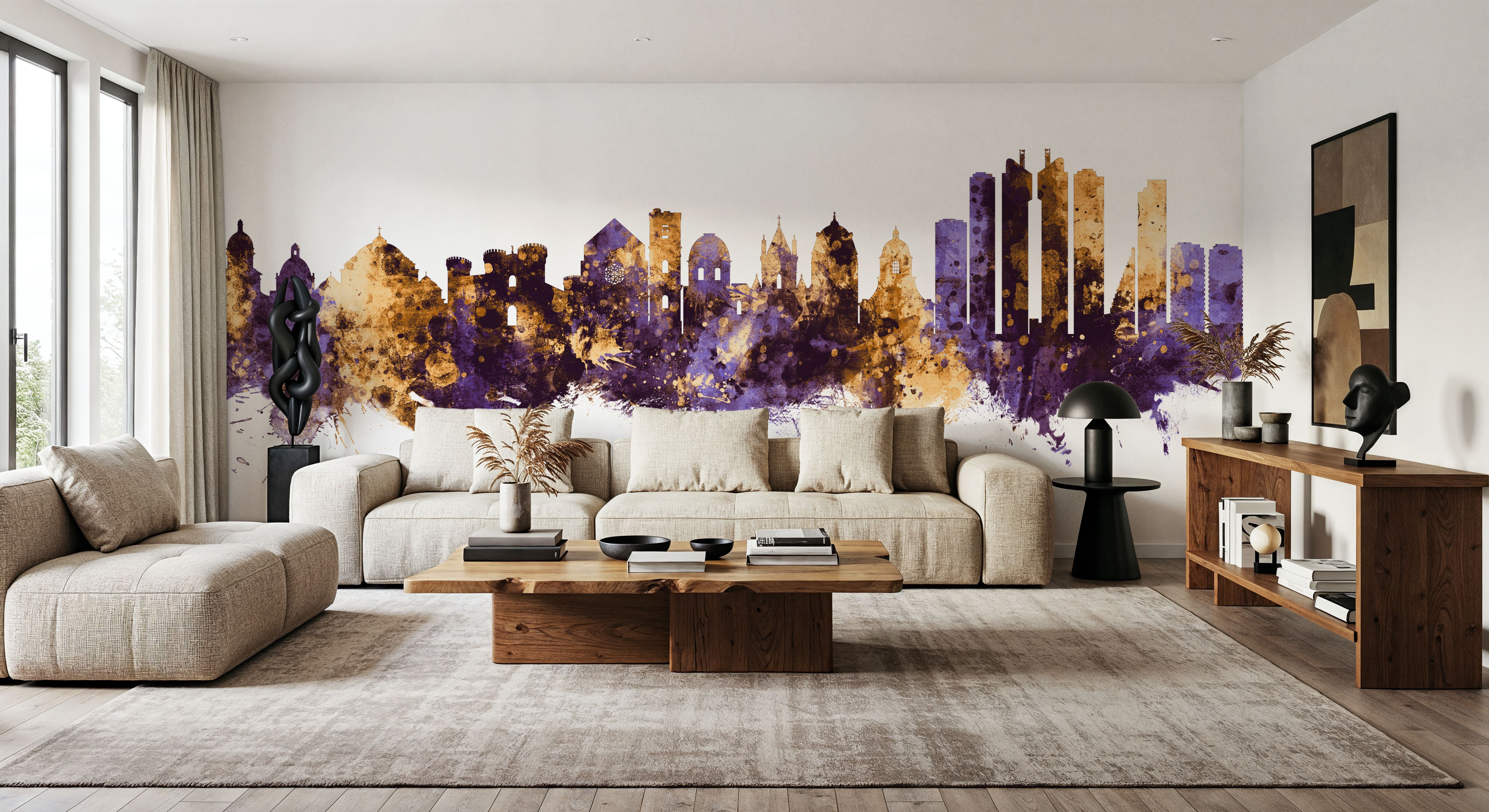 Naples Italy Skyline Purple & Gold