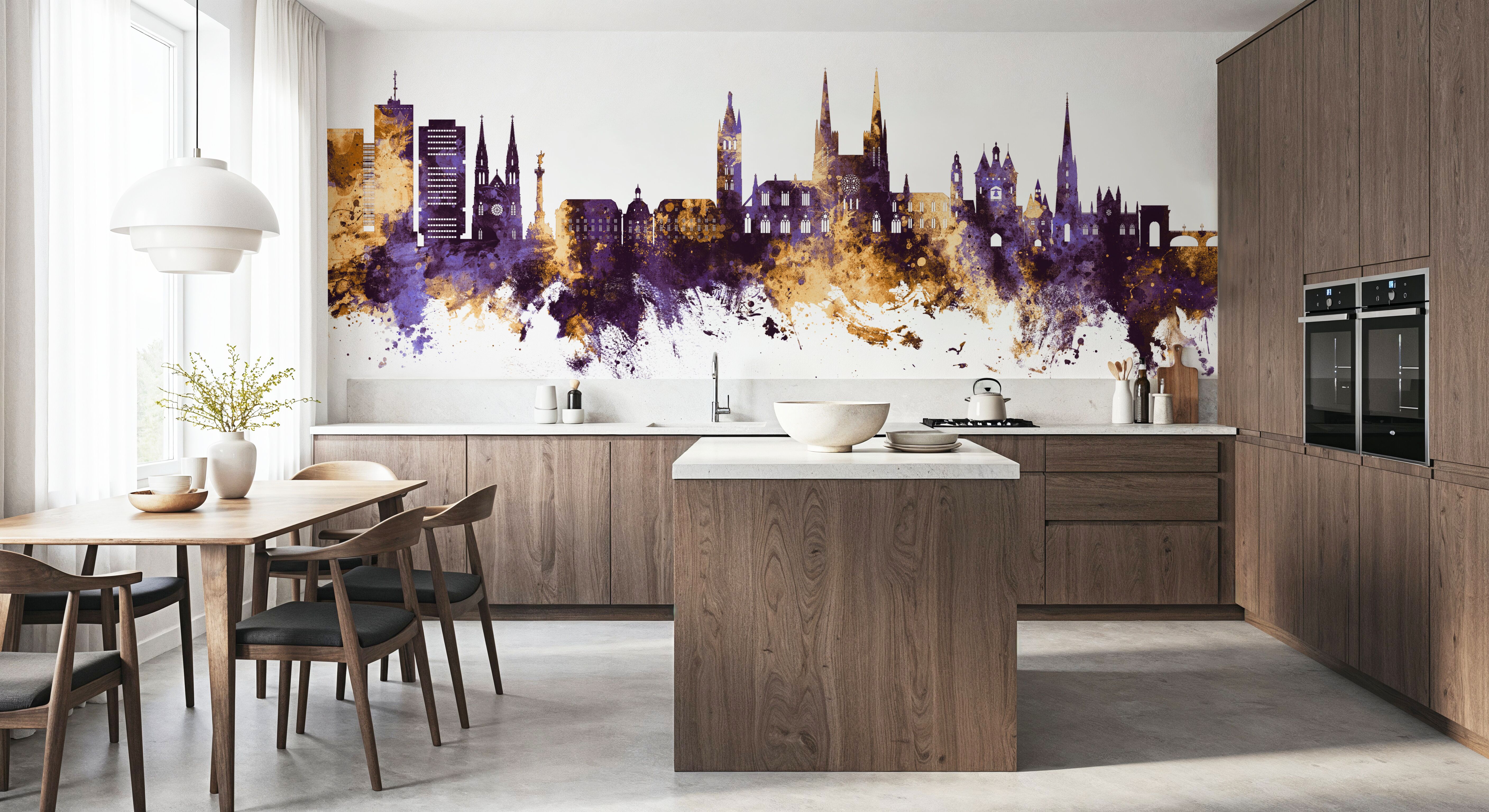 Bordeaux France Skyline Purple & Gold