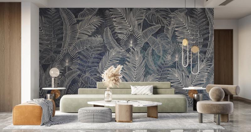 Ferns Teal premium wallpaper mural | Wallism | A creative revolution ...