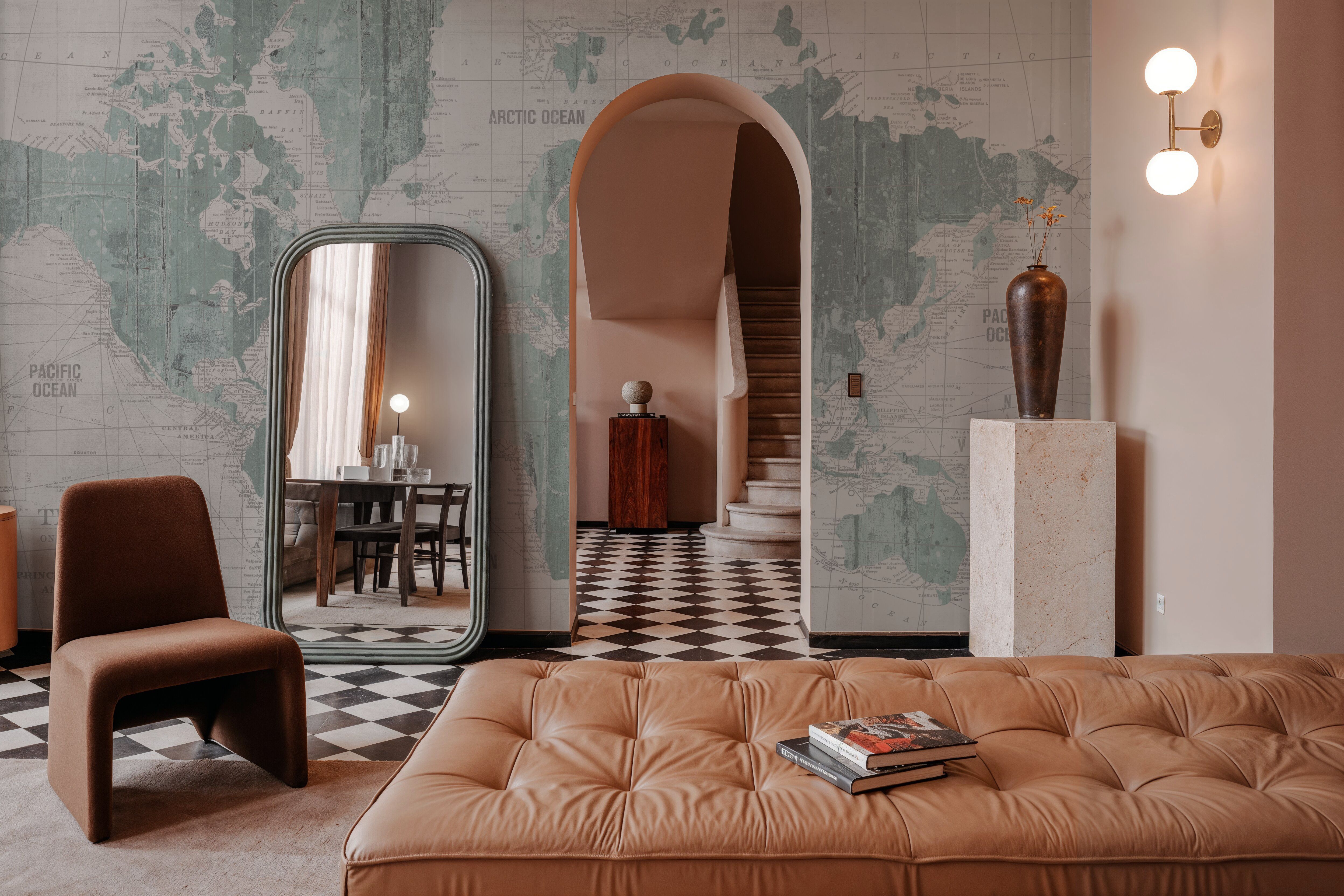 Old World Map Mint Gray, Tapet