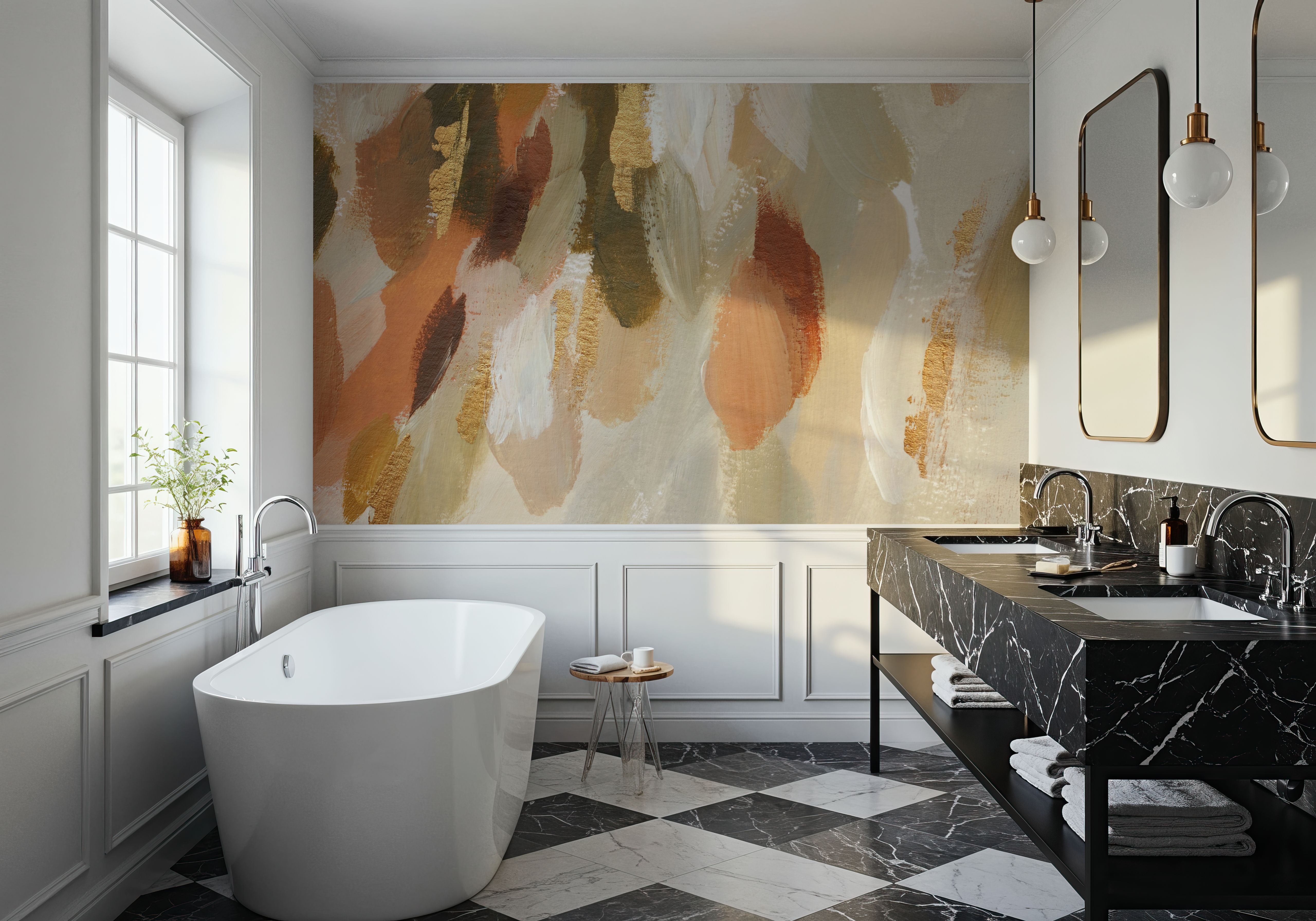 Golden Abstract Composition, Behang