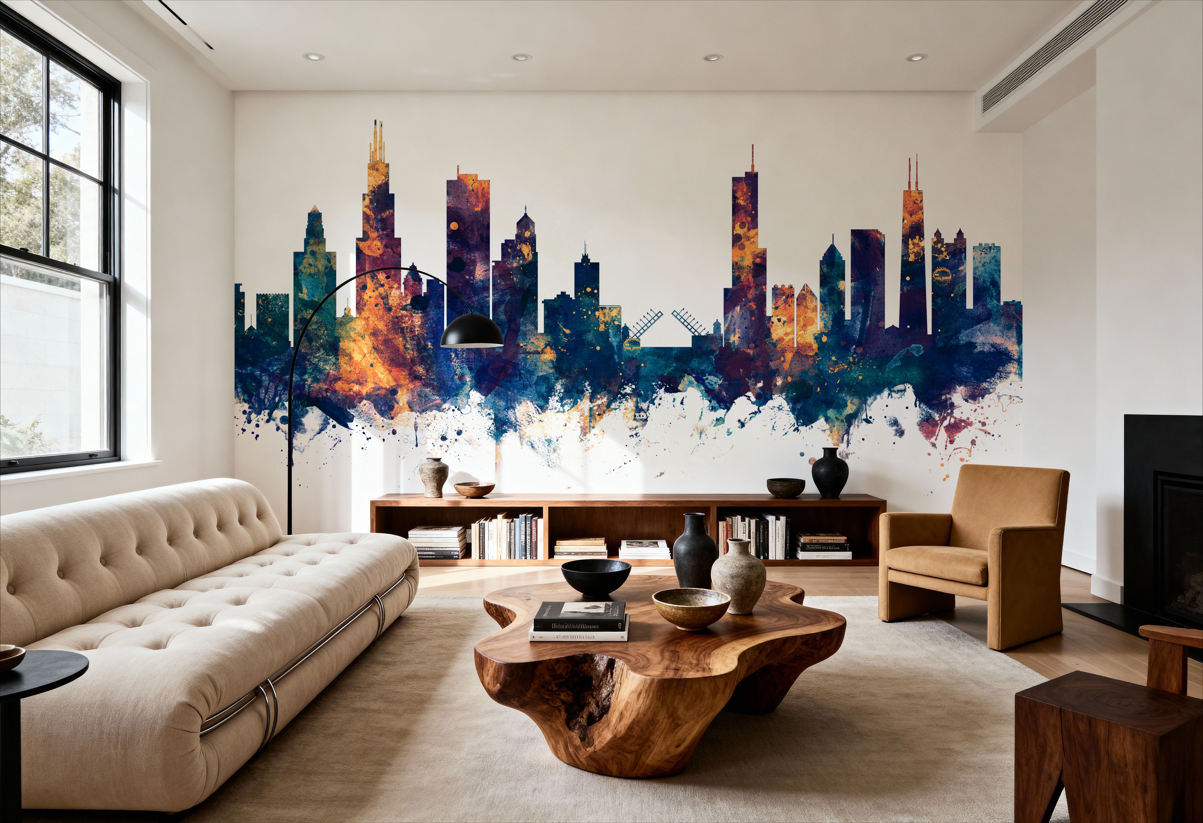 Chicago Illinois Skyline Blue & Bronze