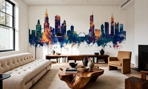 Chicago Illinois Skyline Blue & Bronze