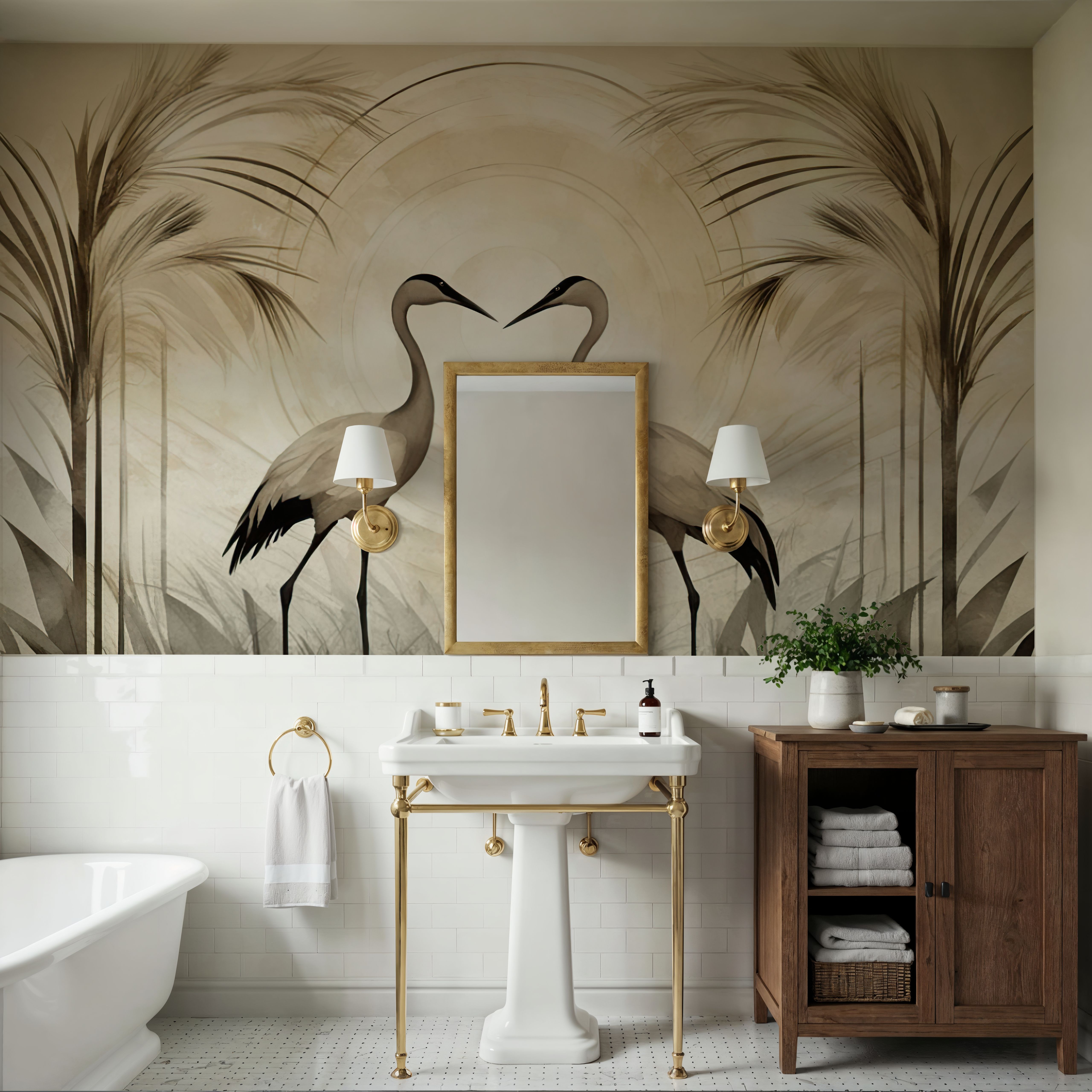 Cranes at Sunset Yellow