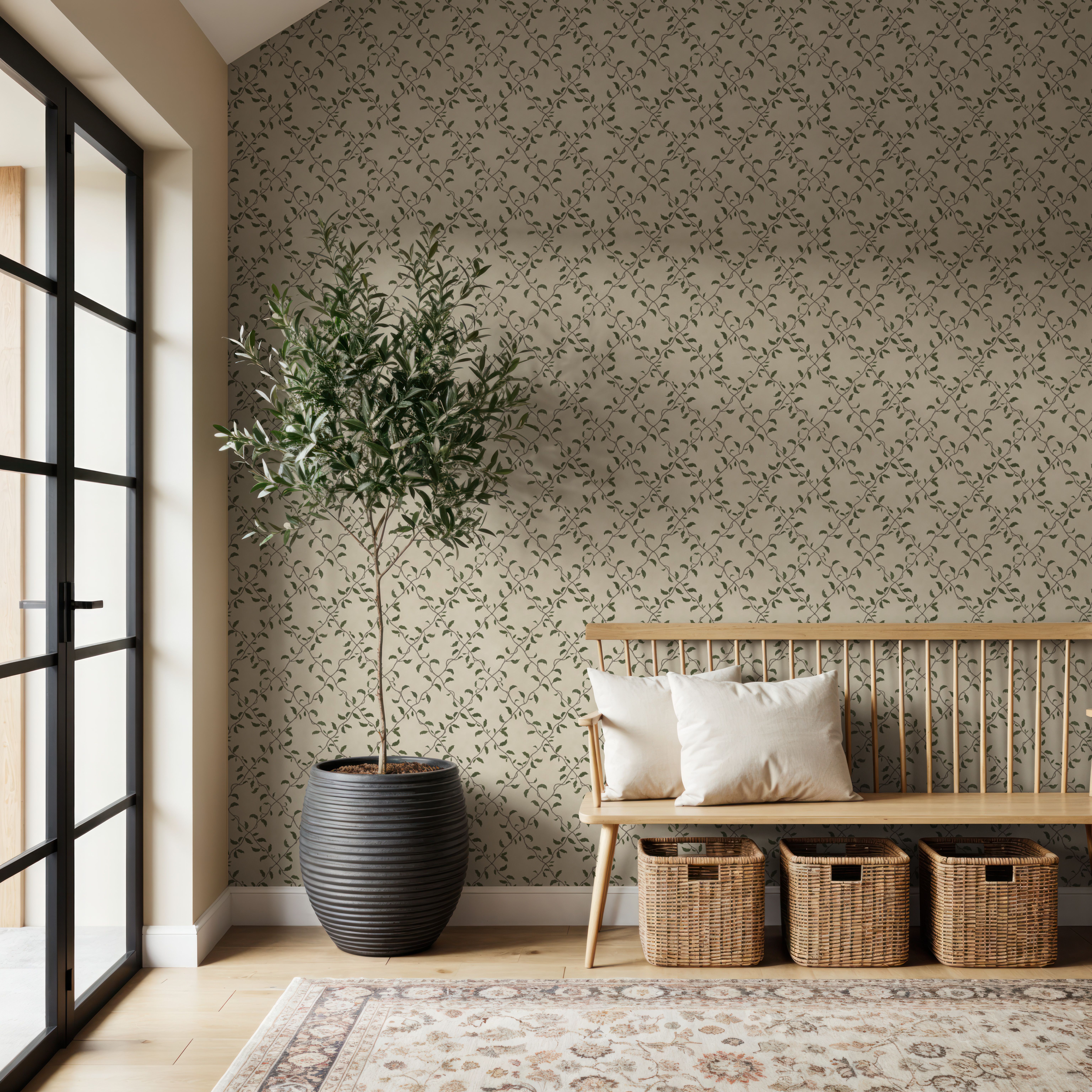 Emerald Trellis Petite, Light Beige