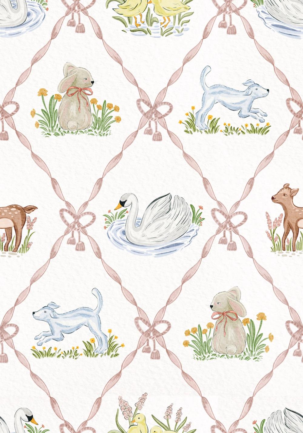 Farm Animals Argyle, Pink