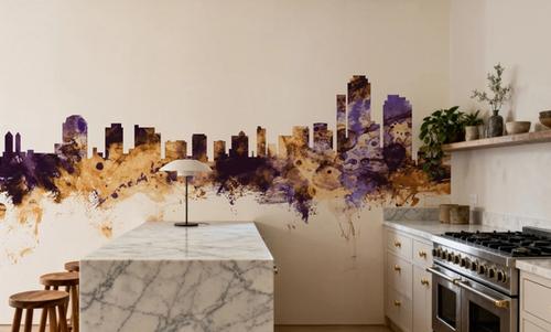Wilmington Delaware Skyline Purple & Gold