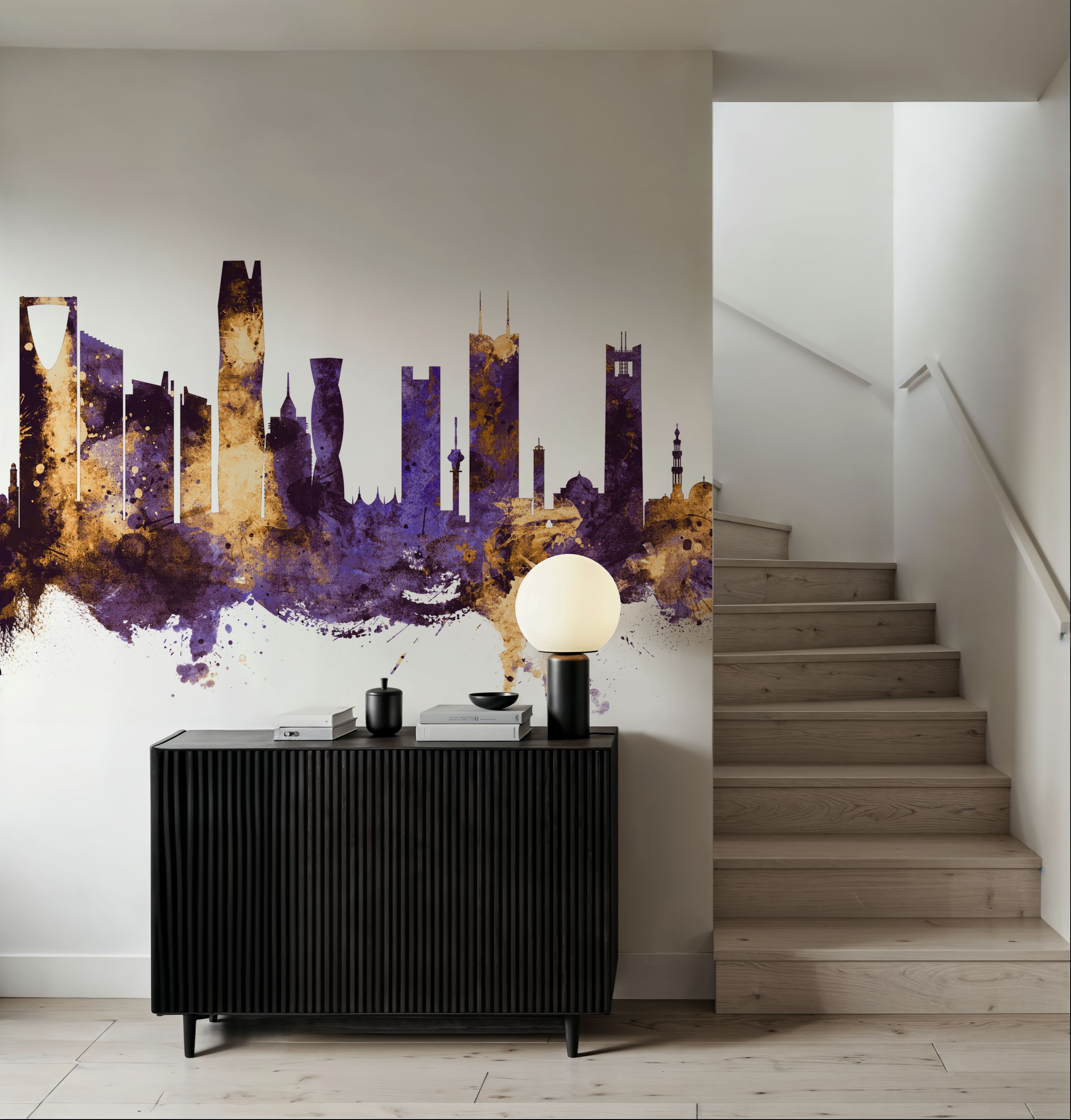 Riyadh Saudi Arabia Skyline Purple & Gold
