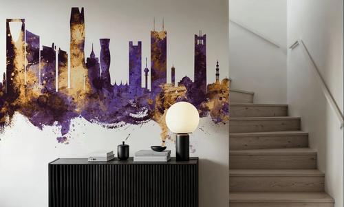 Riyadh Saudi Arabia Skyline Purple & Gold