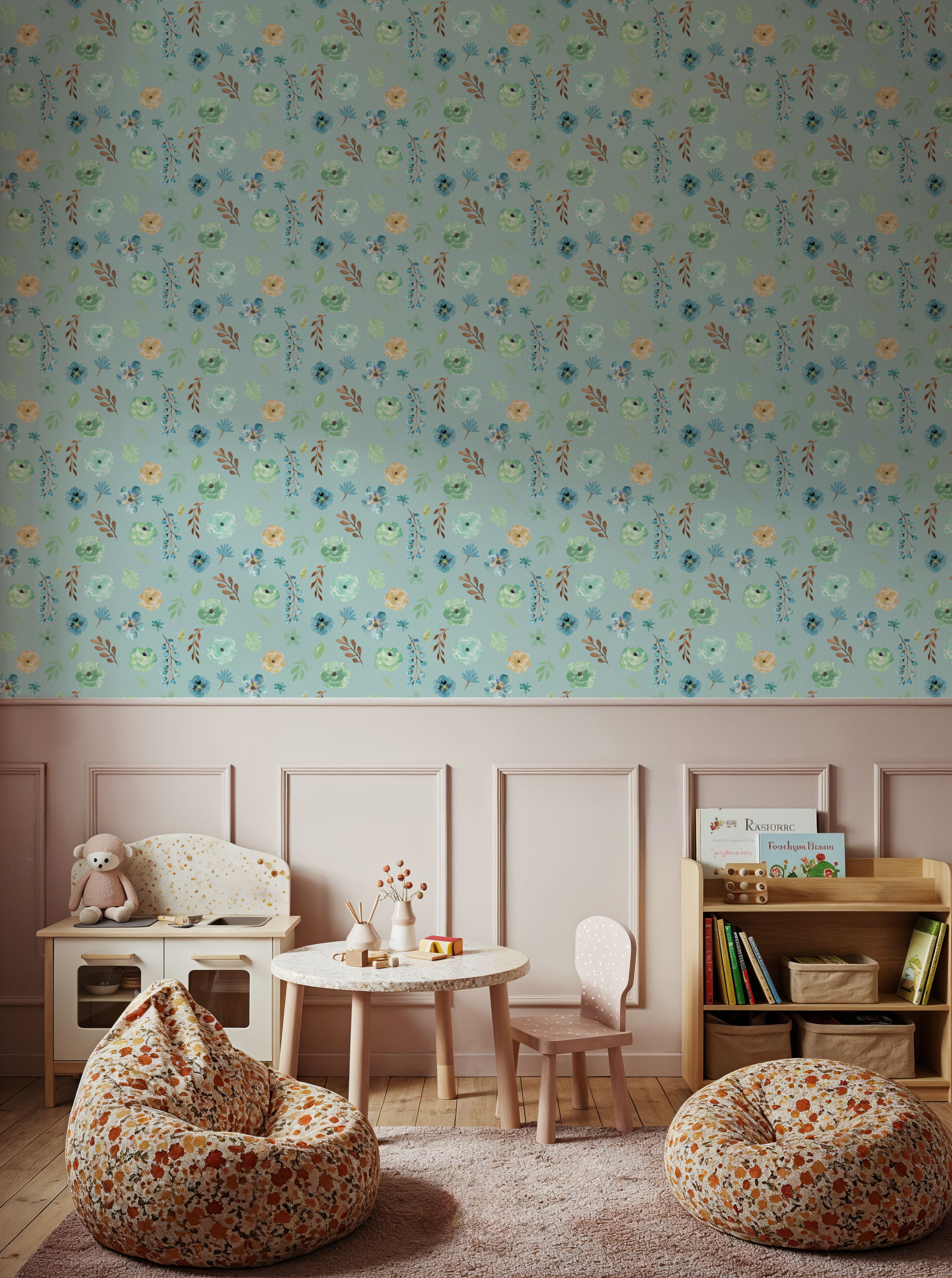 Flutterby Flowers Sky Blue