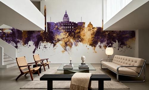 Washington DC Skyline Purple & Gold