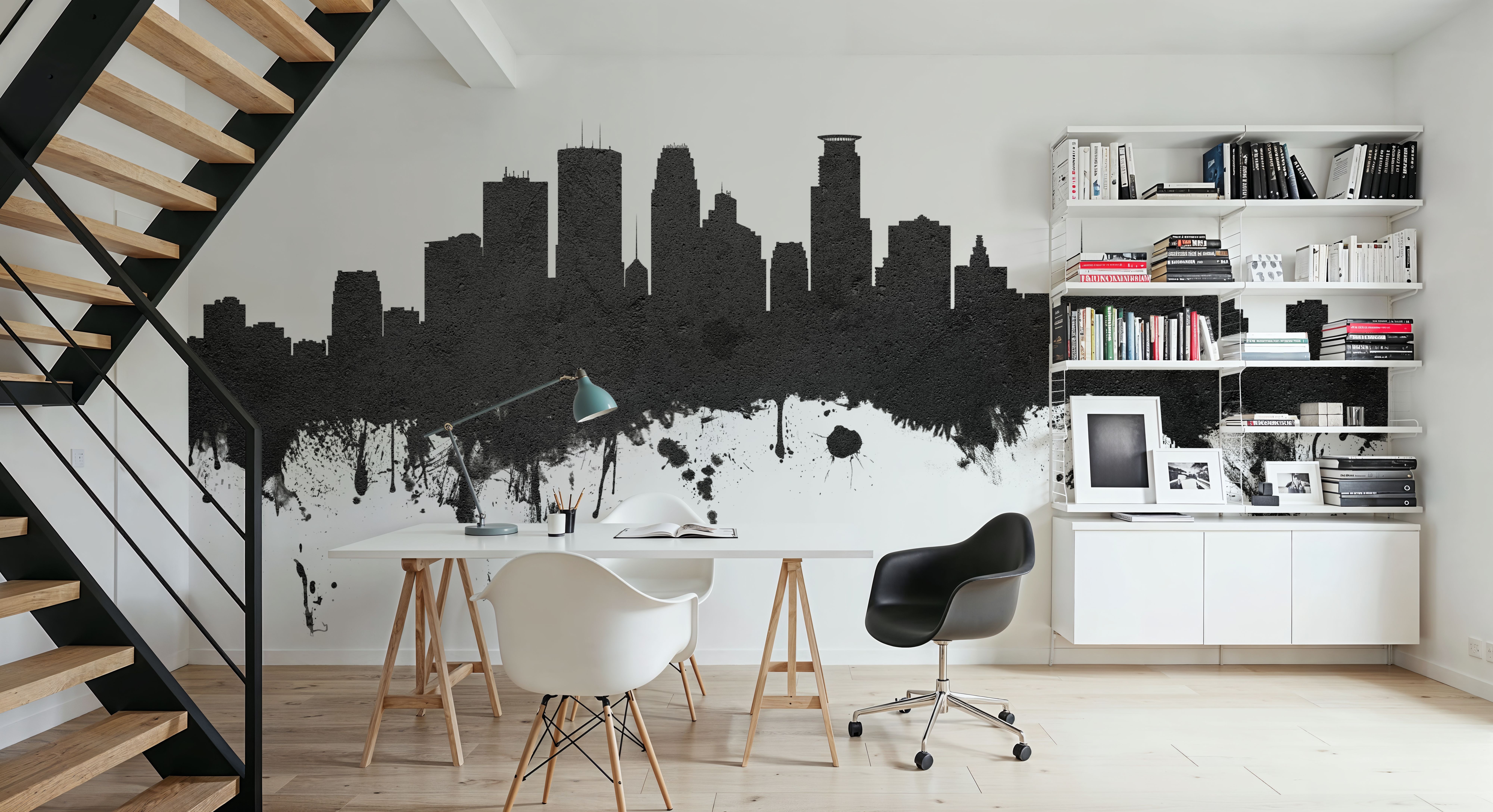 Minneapolis Minnesota Skyline Black & White