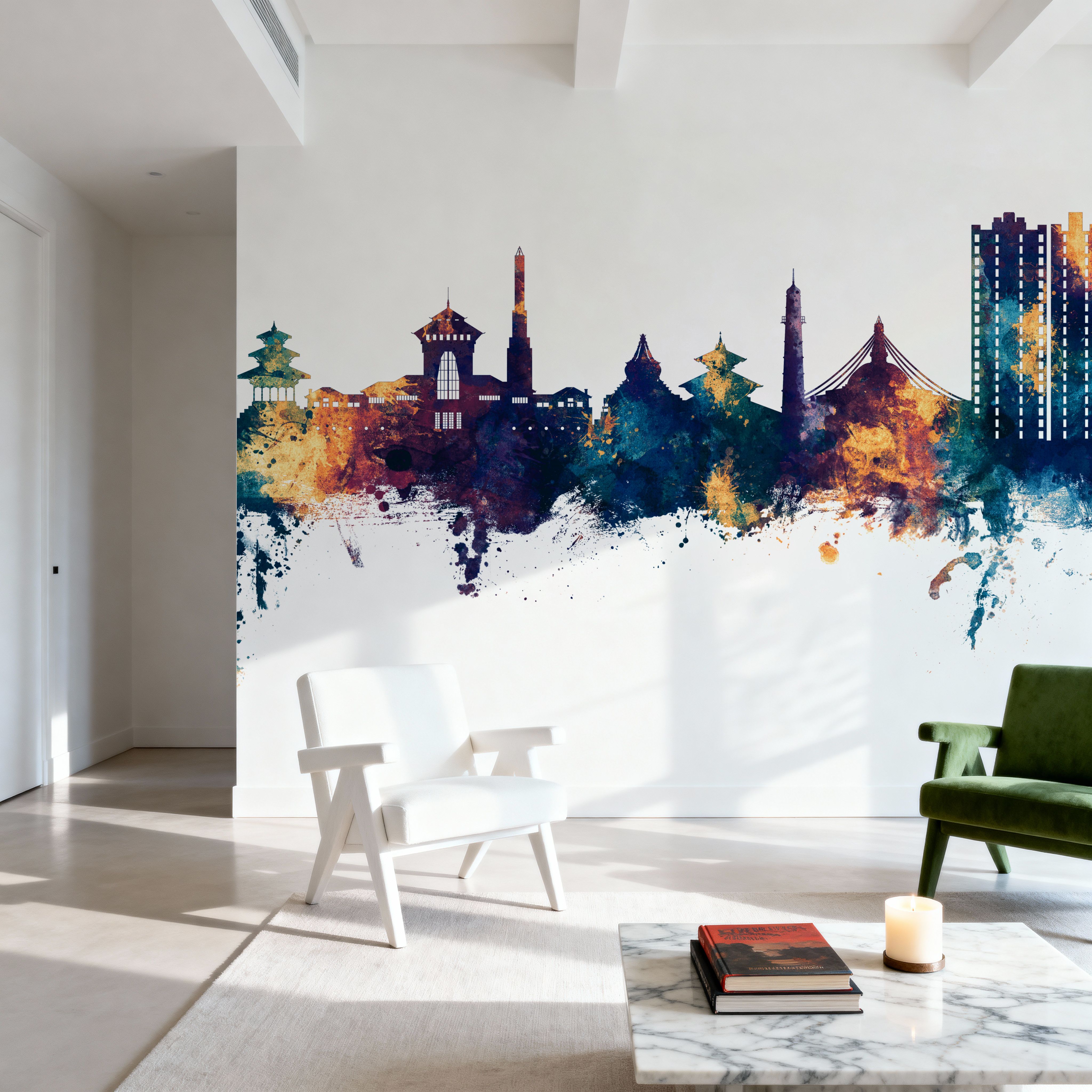 Kathmandu Nepal Skyline Blue & Bronze