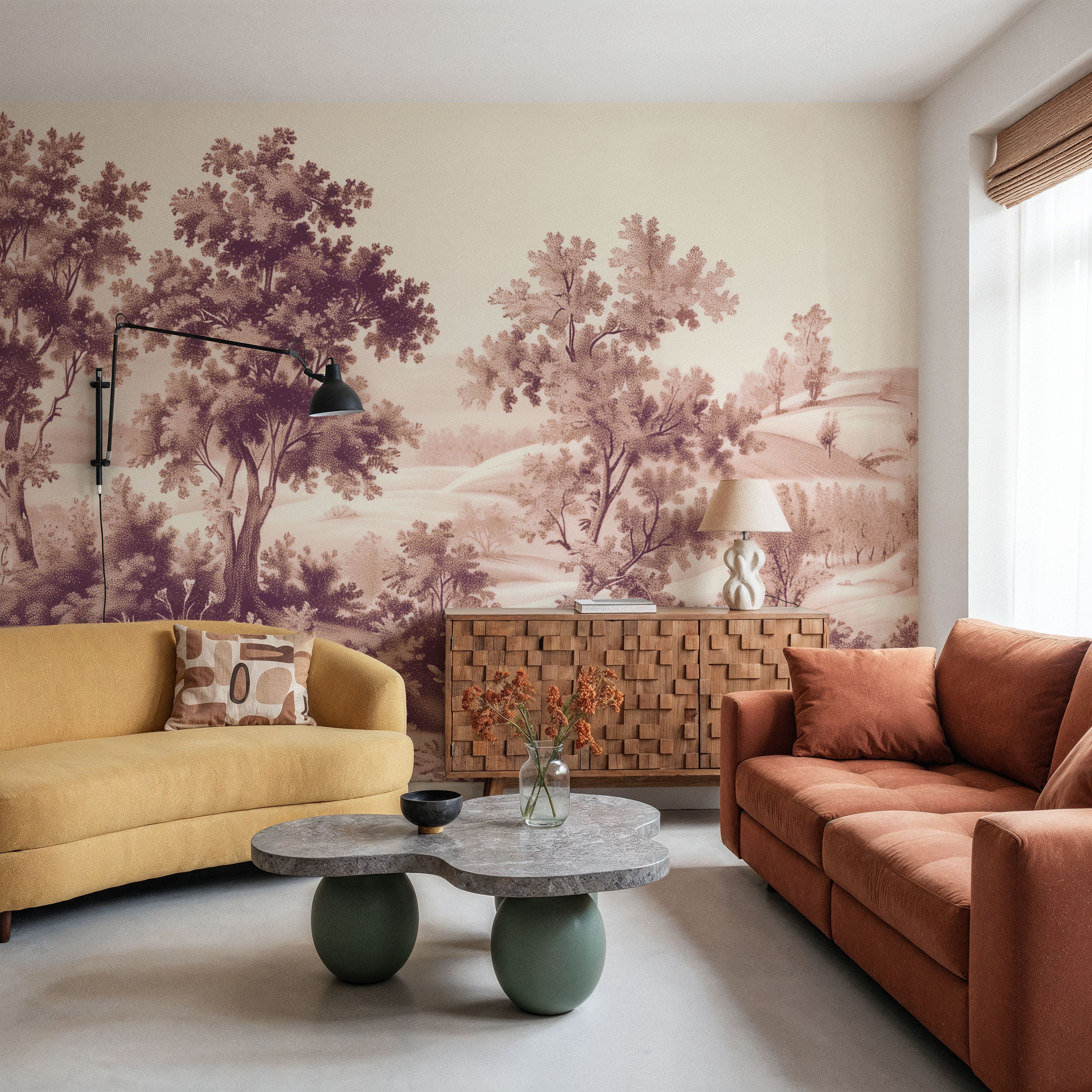 Pastoral Toile, Burgundy