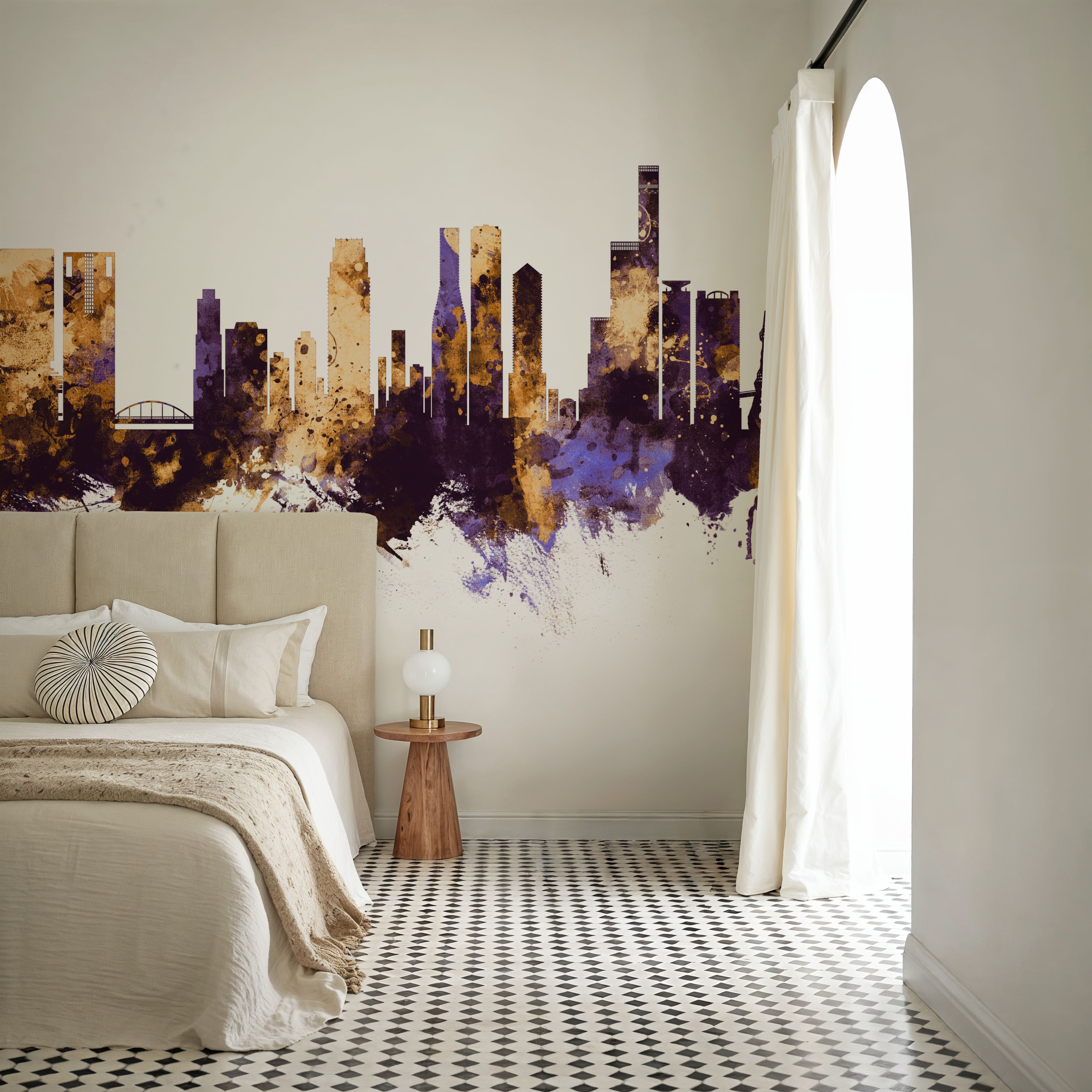 Osaka Skyline Purple & Gold