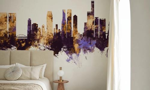Osaka Skyline Purple & Gold