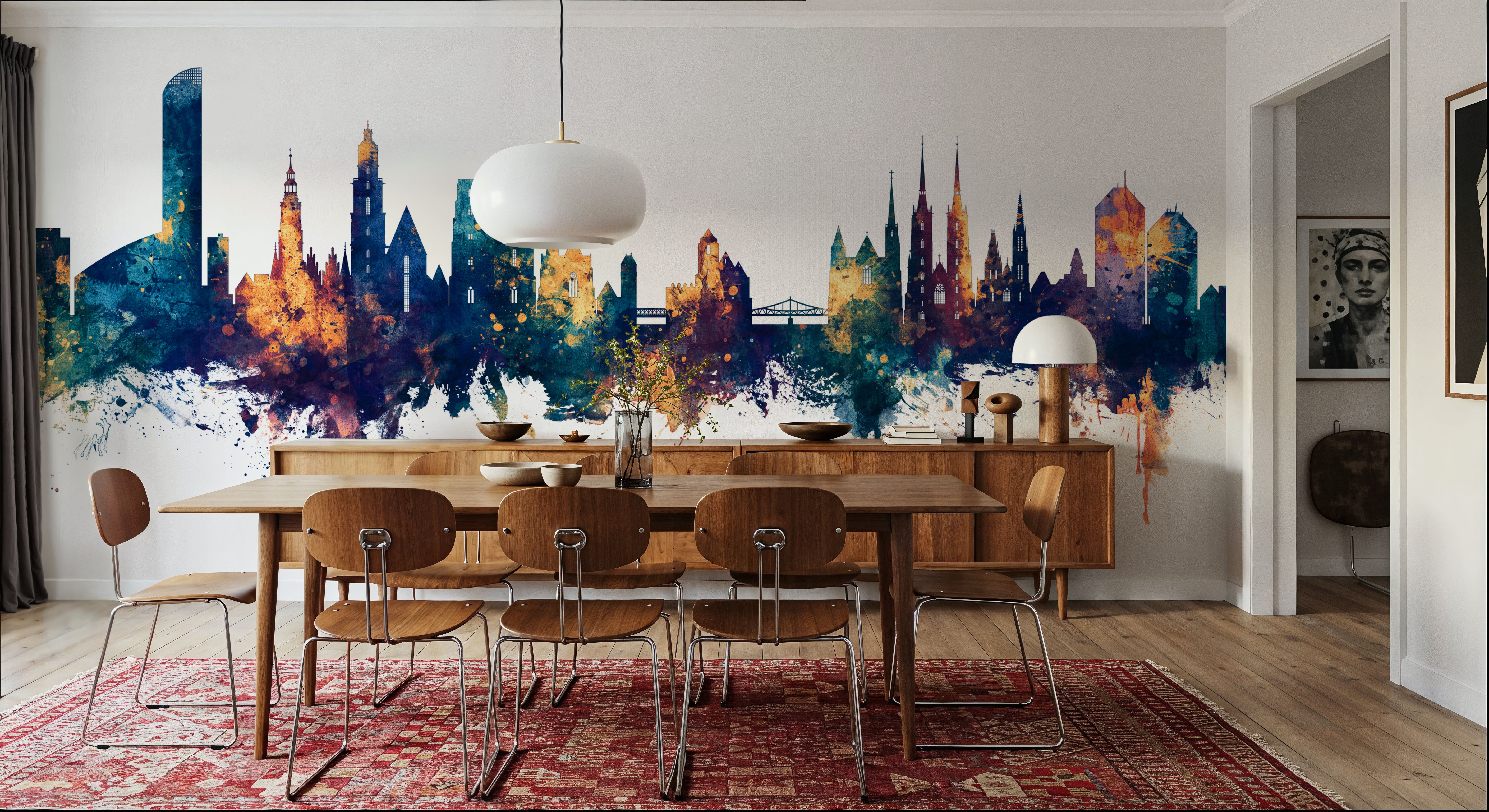 Wroclaw Poland Skyline Blue & Bronze, Tapet