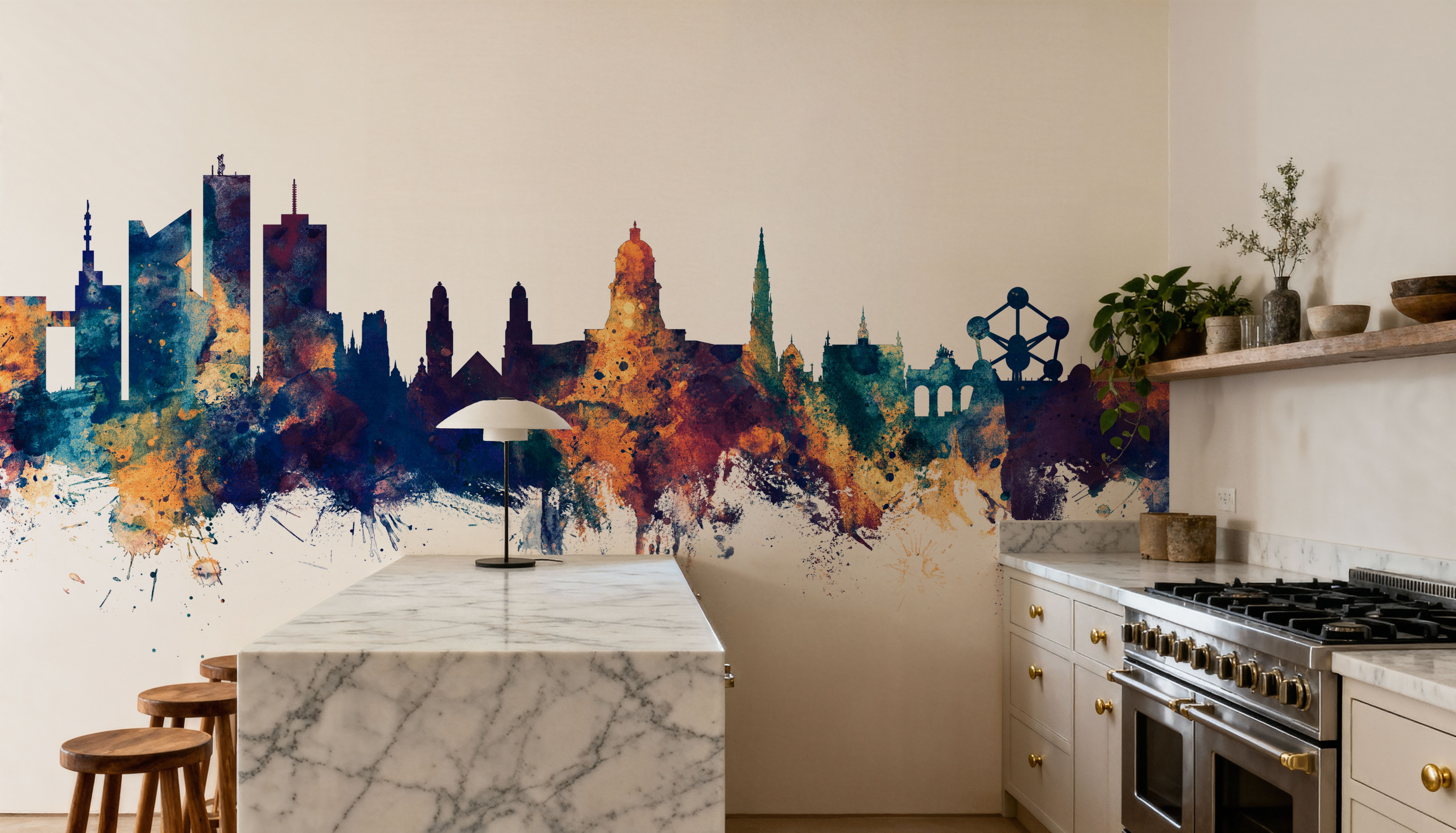 Brussels Belgium Skyline Blue & Bronze