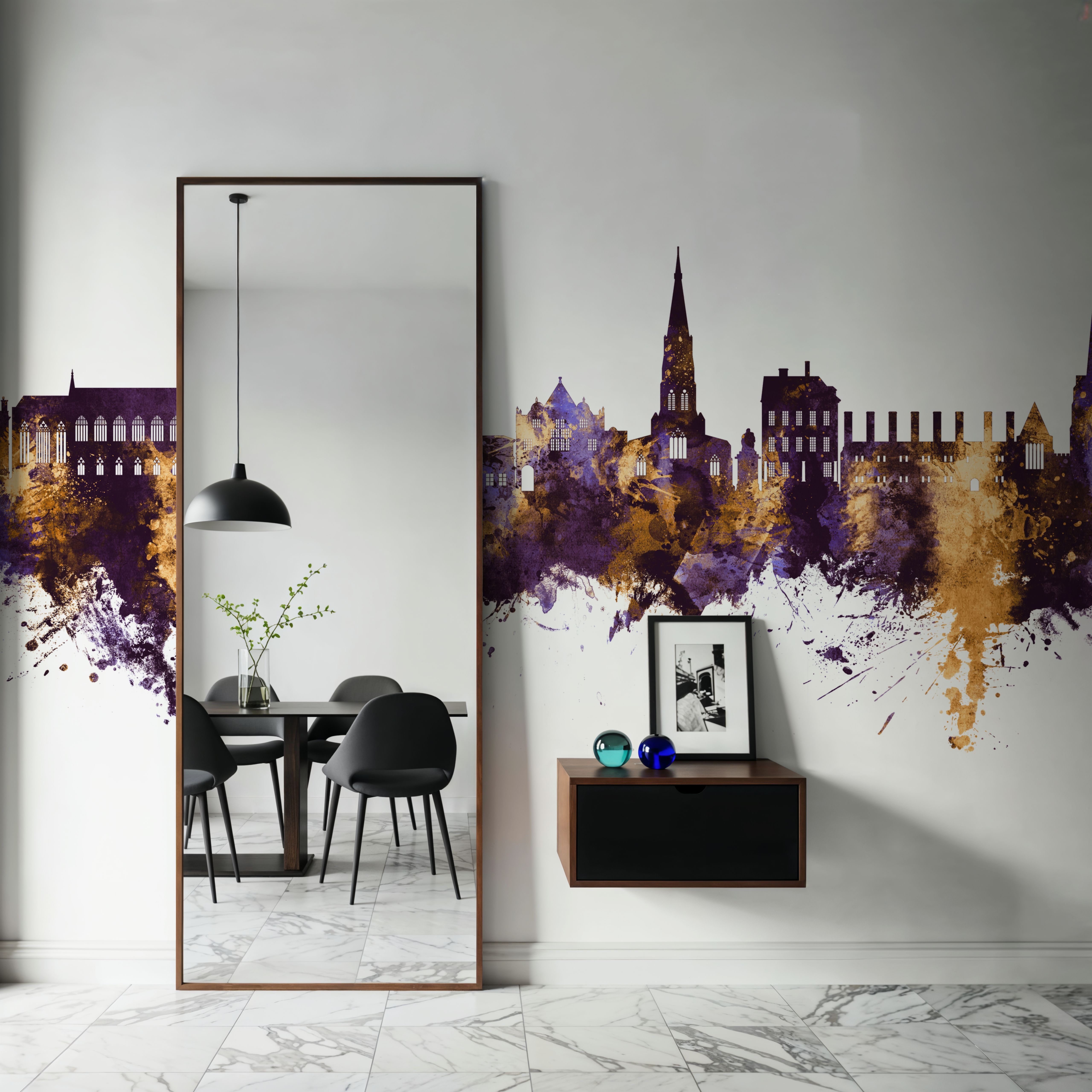 Lichfield England Skyline Purple & Gold