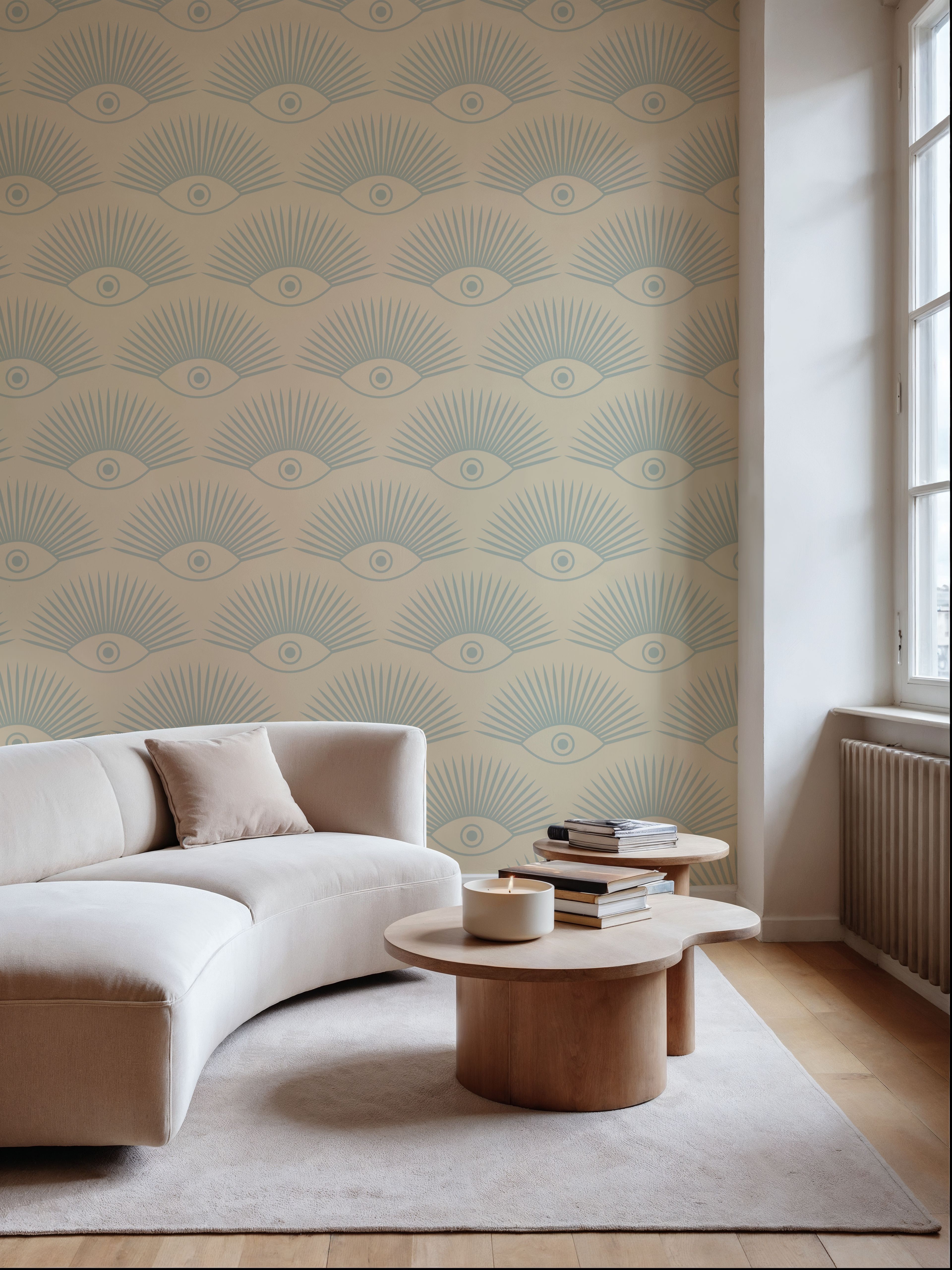Art Deco Eye, Sky Blue, Wallpaper