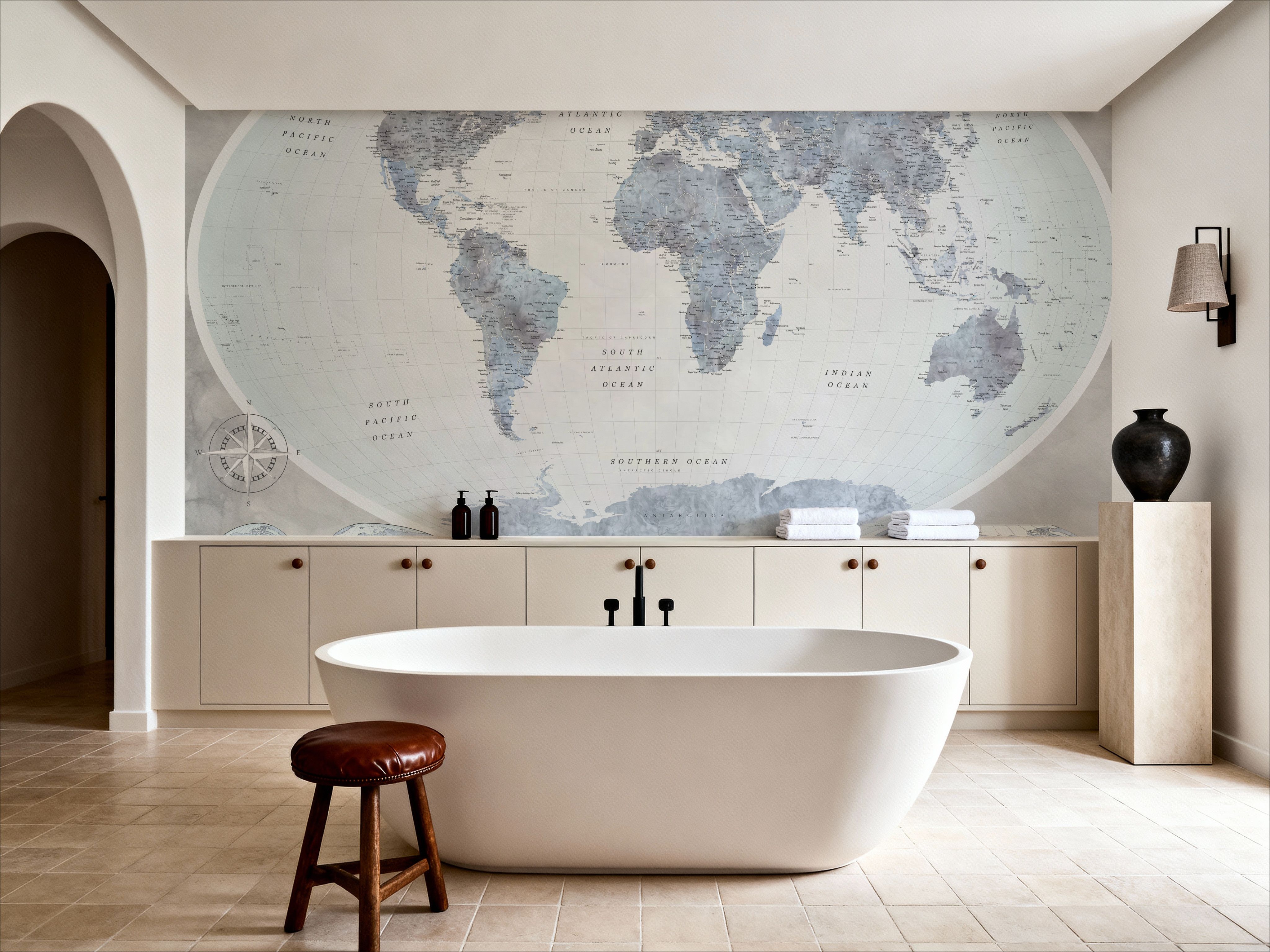 World Map Atlas Blue