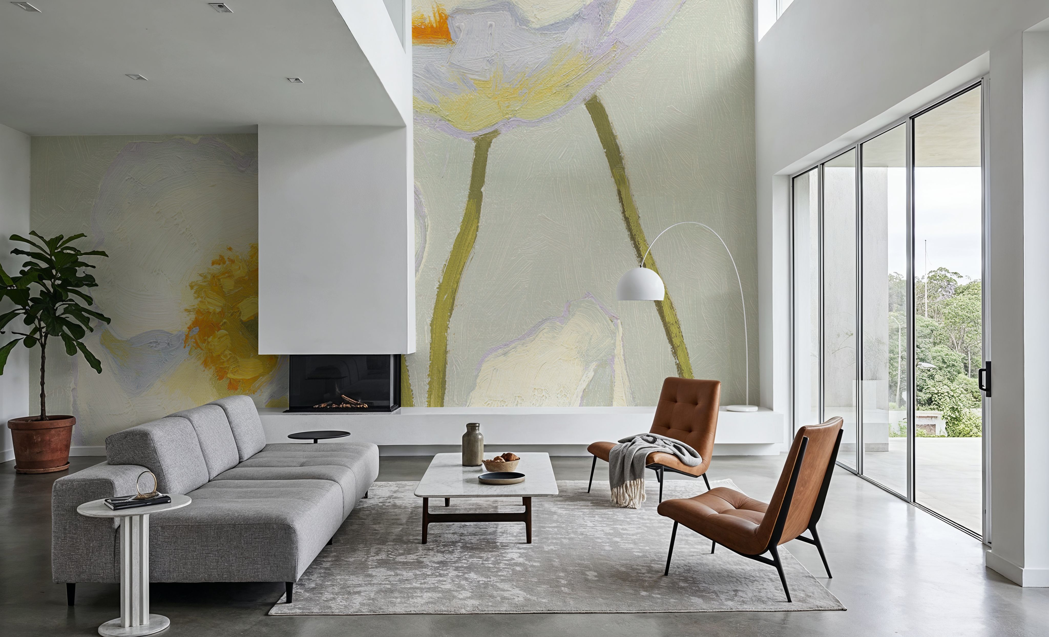 White On White Poppies Panel II